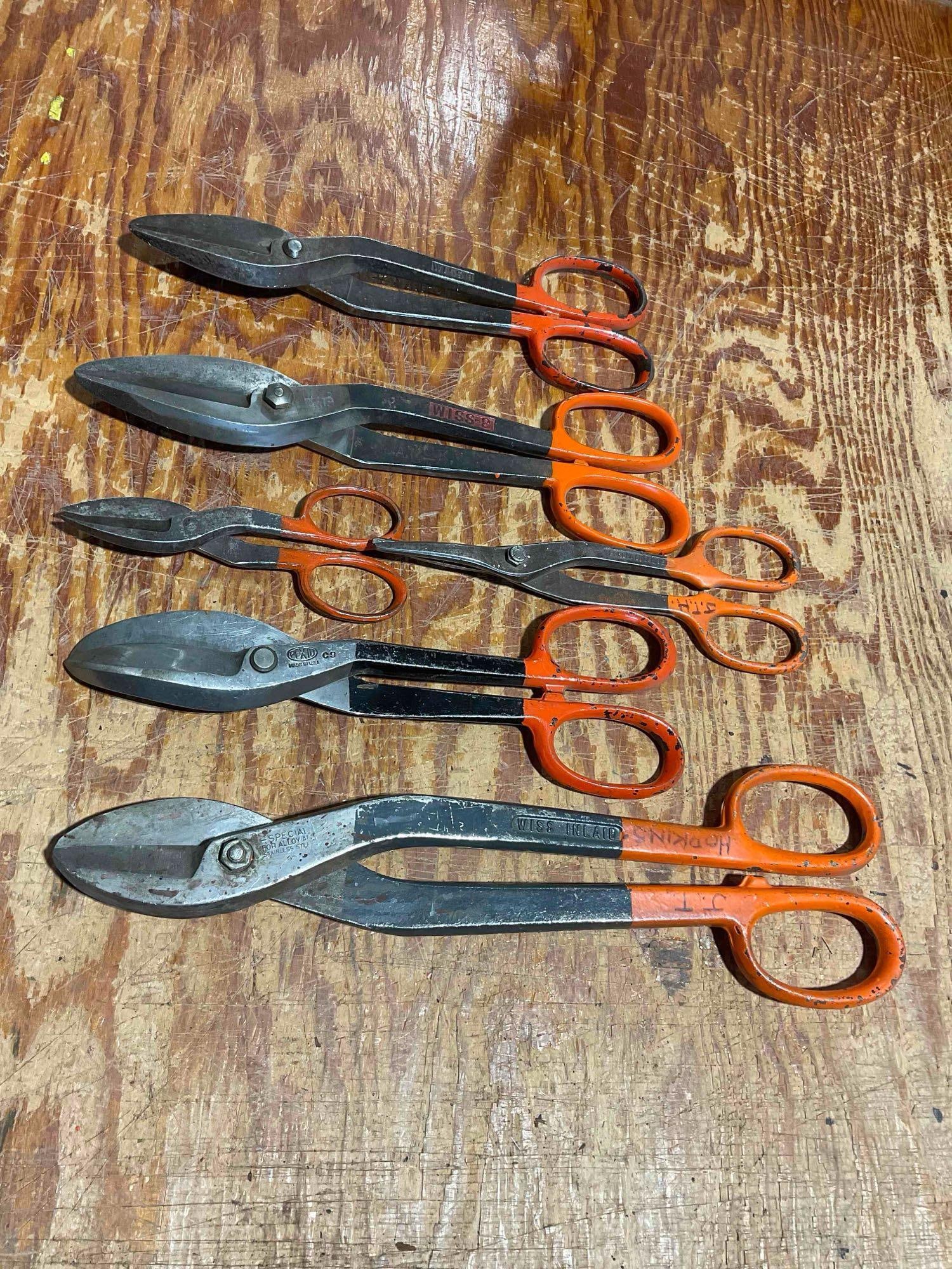 Collection Of Large Steel Forged Shears Including Wiss Brand, Pexto, and S&H co - 4
