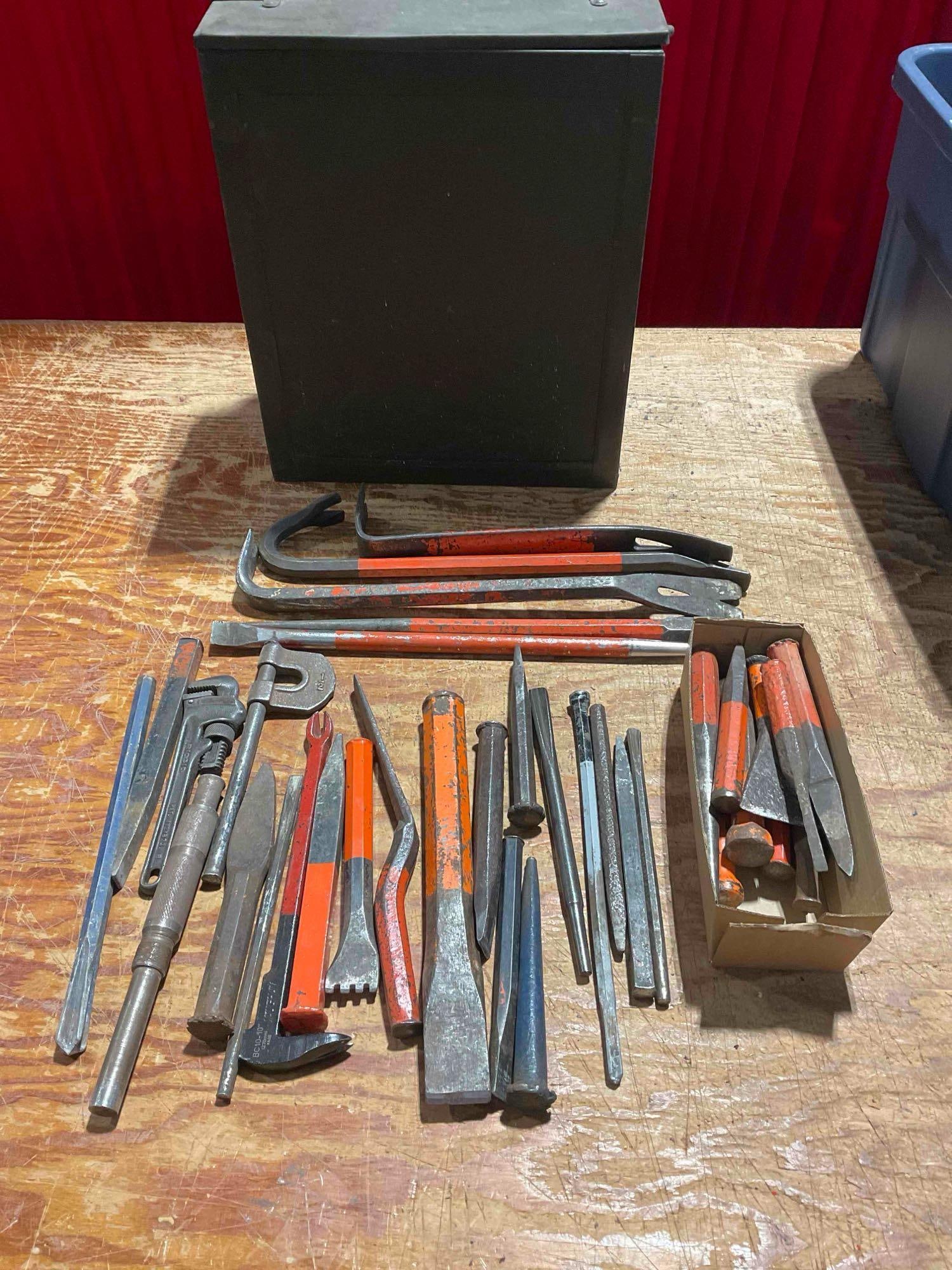 Collection of Tools Inc Various Steel Chisels, Prybars, and Wrenches (1 of 6)
