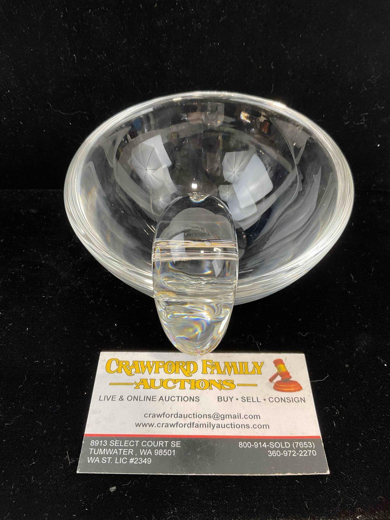 Vintage Elegant Steuben Snail Crystal Glass Bowl w/ 6 Cocktail Forks. Excellent Condition. - 6