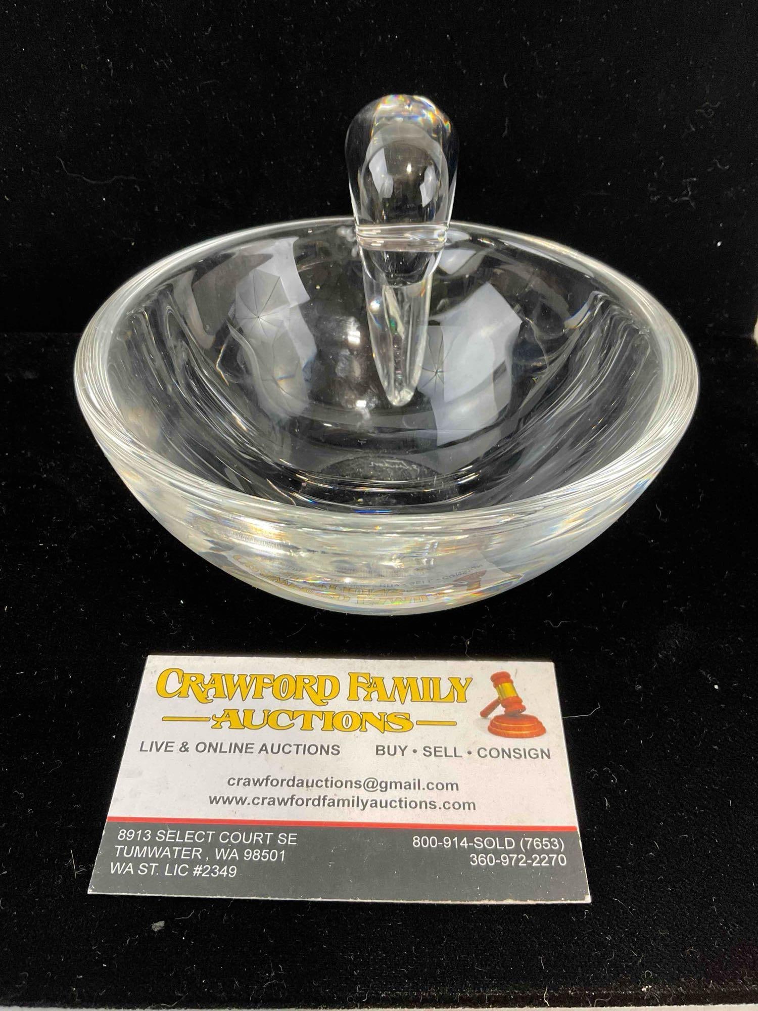 Vintage Elegant Steuben Snail Crystal Glass Bowl w/ 6 Cocktail Forks. Excellent Condition. - 7