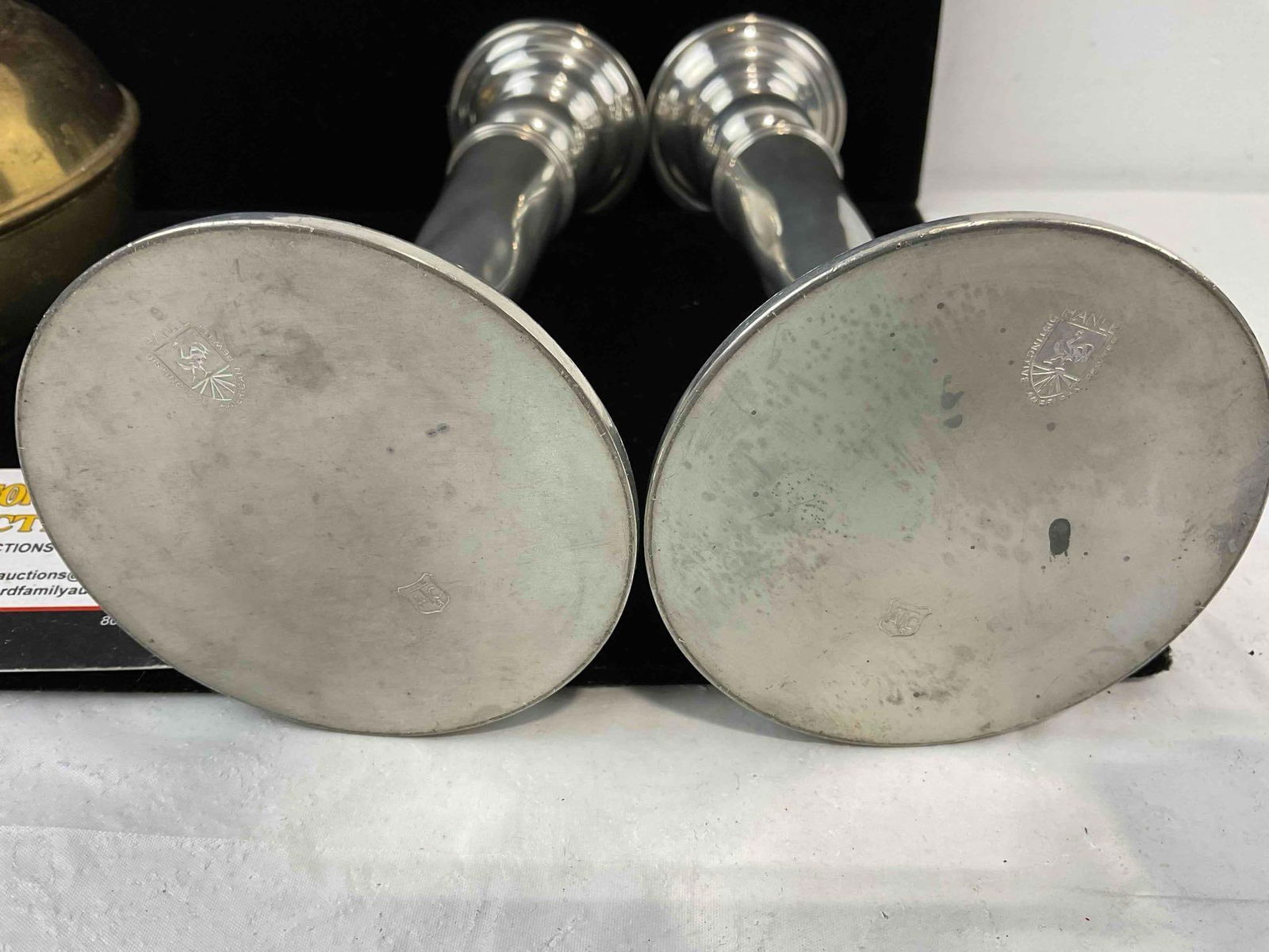 3 pcs Vintage Metal Collectibles, incl. Pair of Hanle Pewter Candlestick Holders & More! See pics. - 5