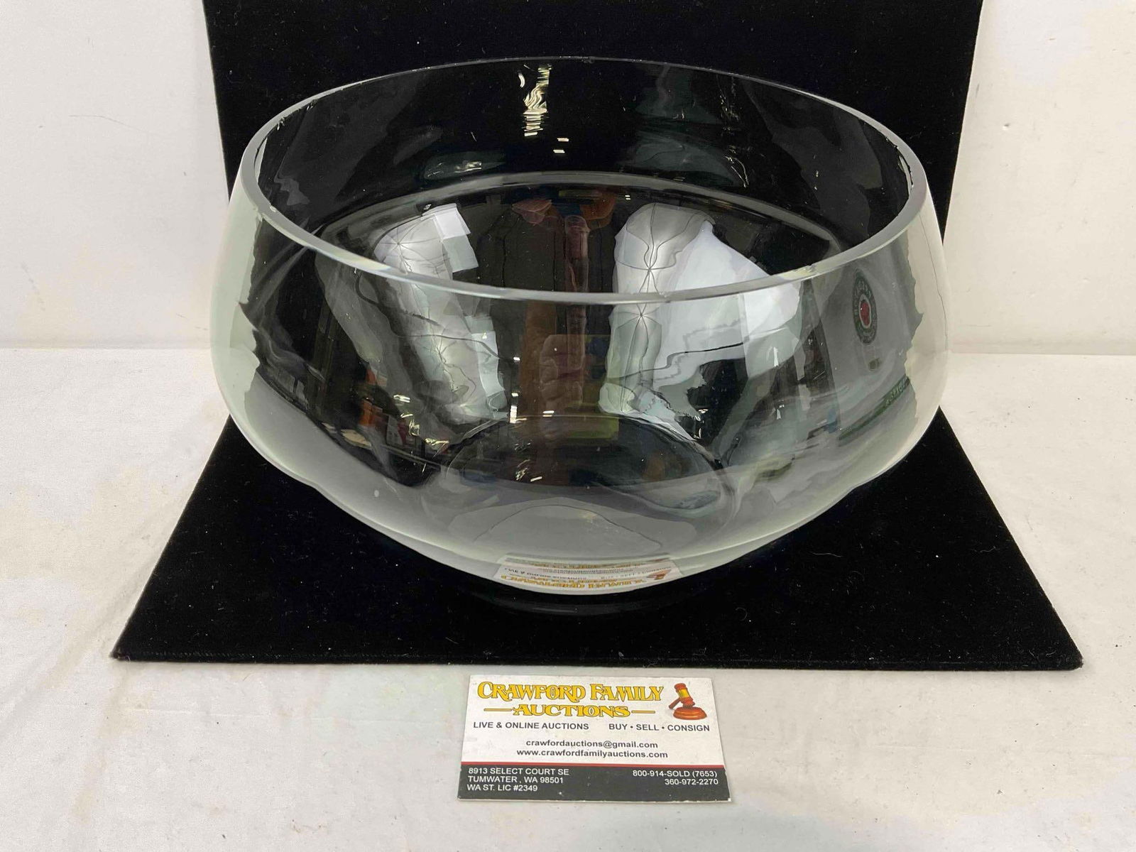 Vintage Gray Glass Oversized Bowl Vase. Very Good Condition. See pics.: Vintage Gray Glass Oversized Bowl Vase. Very Good Condition. Minor chips on rim, otherwise in very good condition. Measures 11" x 11" x 7" no hallmarks. DM-5550 