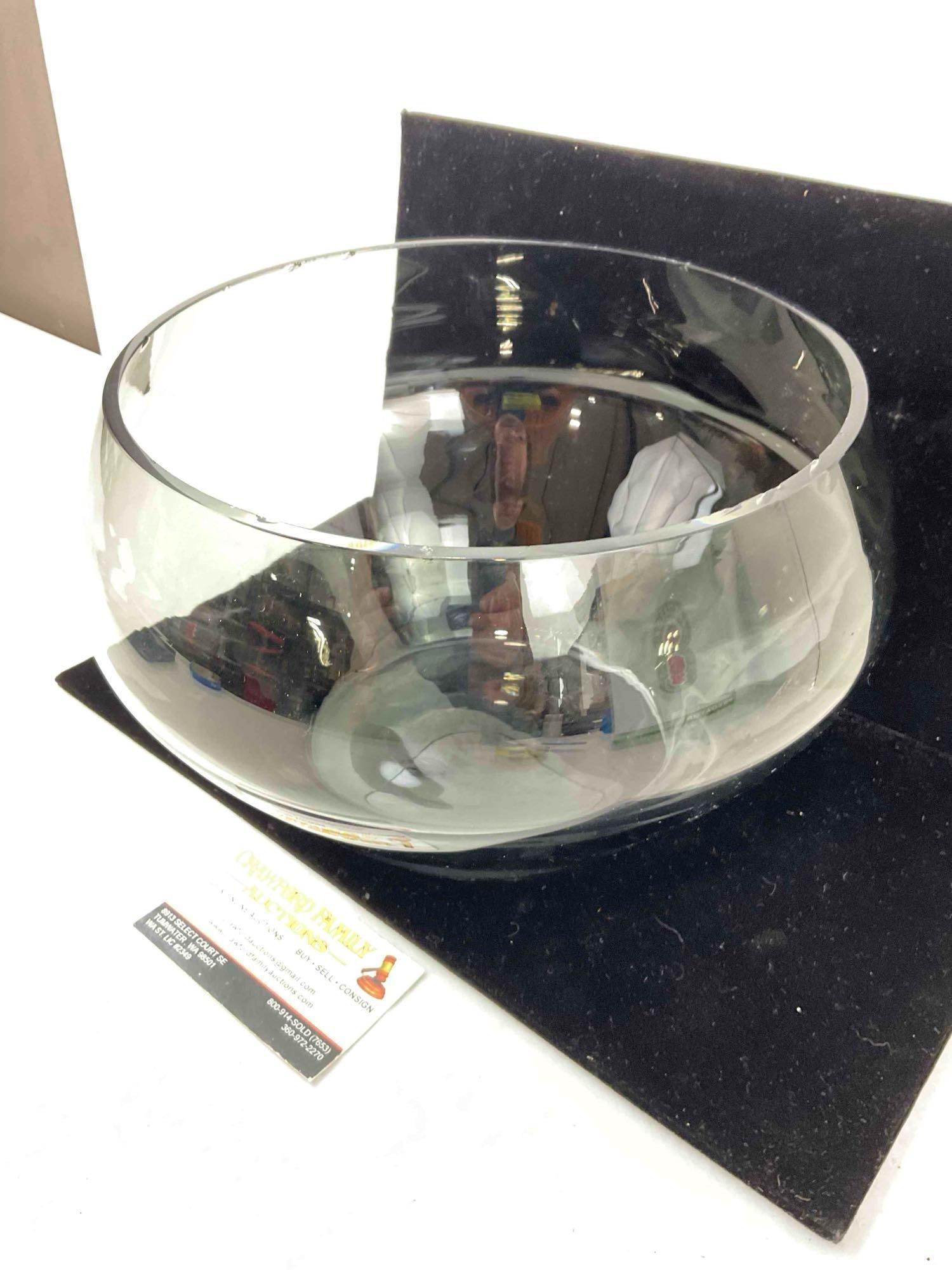 Vintage Gray Glass Oversized Bowl Vase. Very Good Condition. See pics. - 2