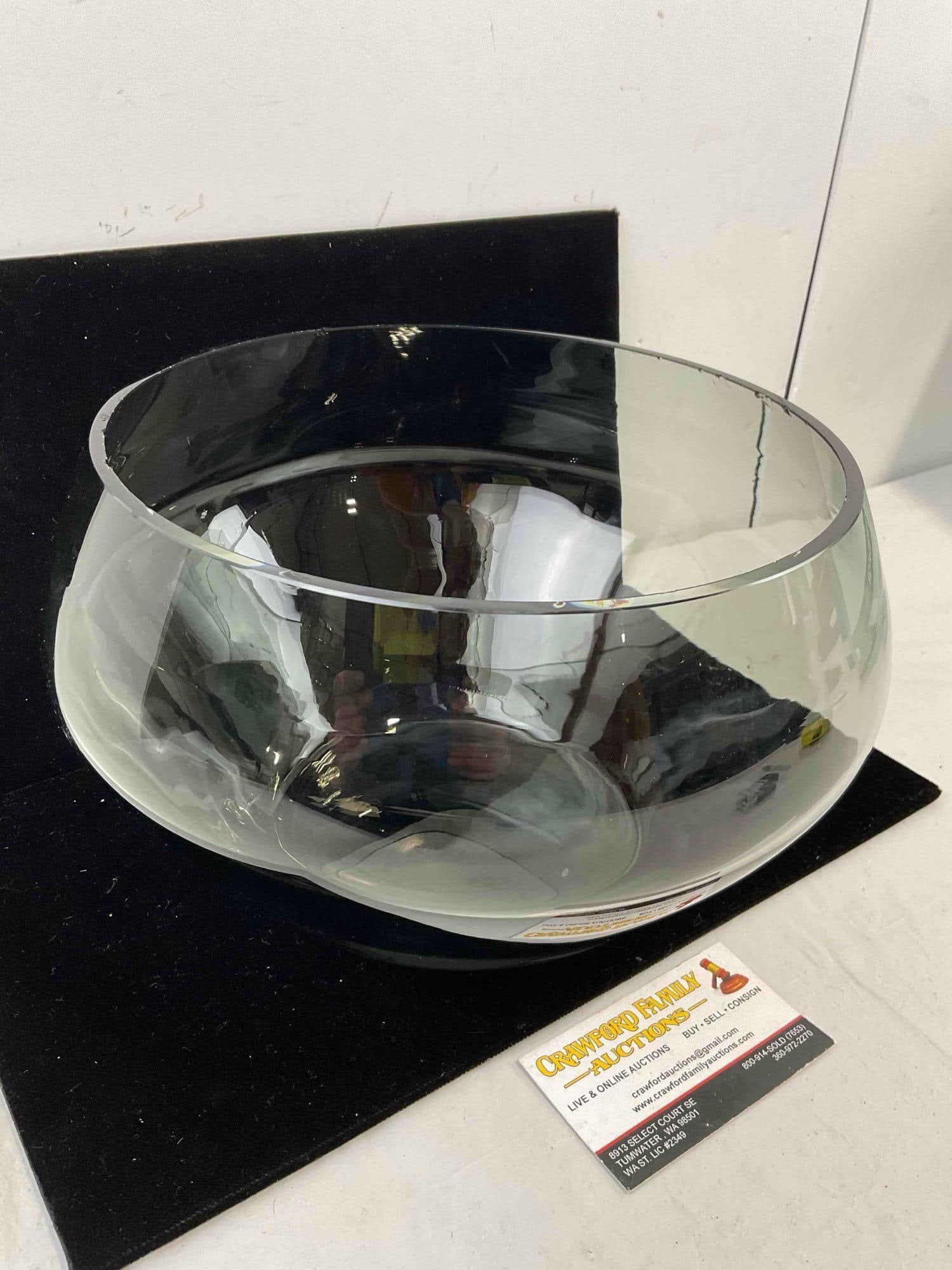 Vintage Gray Glass Oversized Bowl Vase. Very Good Condition. See pics. - 3