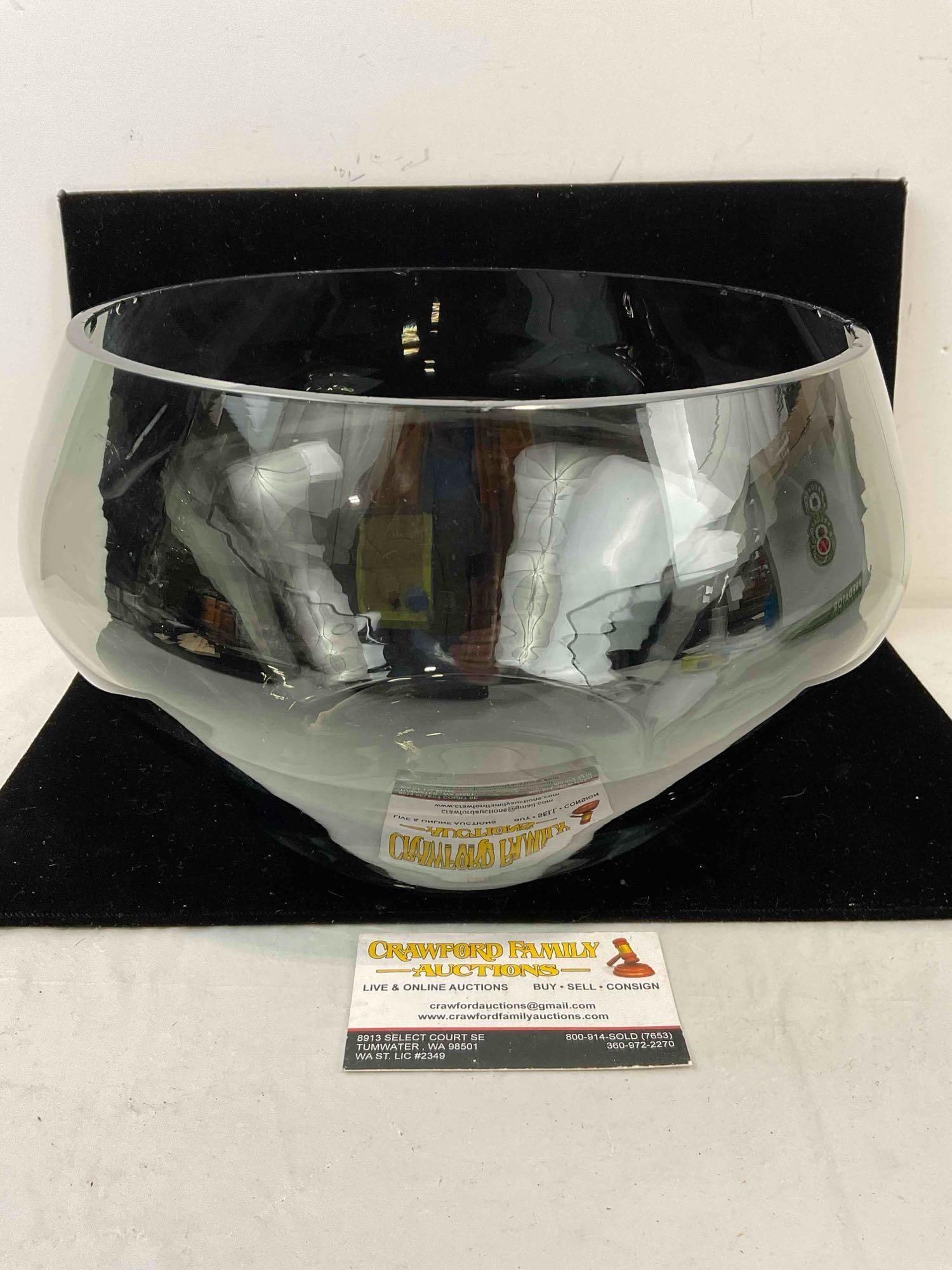 Vintage Gray Glass Oversized Bowl Vase. Very Good Condition. See pics. - 4