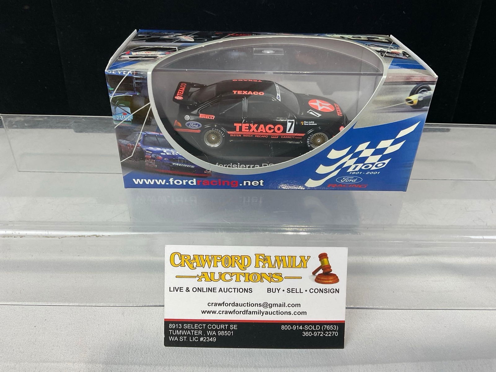 Ford Racing Model 1988 Ford Sierra RS500 1/43 Scale Diecast Car Model Klaus Ludwig in box: Appears to be in good shape. The piece measures approx 4h x 7w x 4d inches. See pics. E-5420 