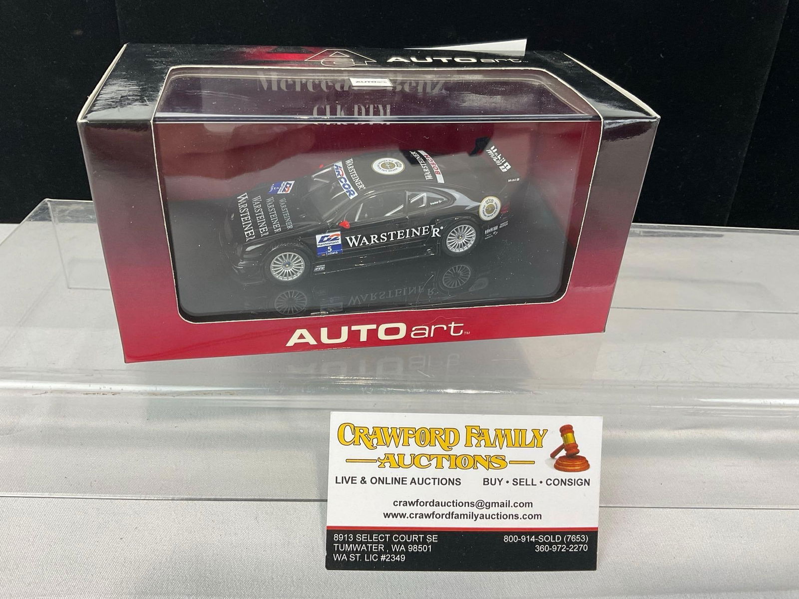 AutoArt 1/43 Scale Diecast Car Model Mercedes Benz CLK DTM 2000 Klaus Ludwig #5 in box: Appears to be in good shape. The piece measures approx 5h x 7w x 4d inches. See pics. E-5420 