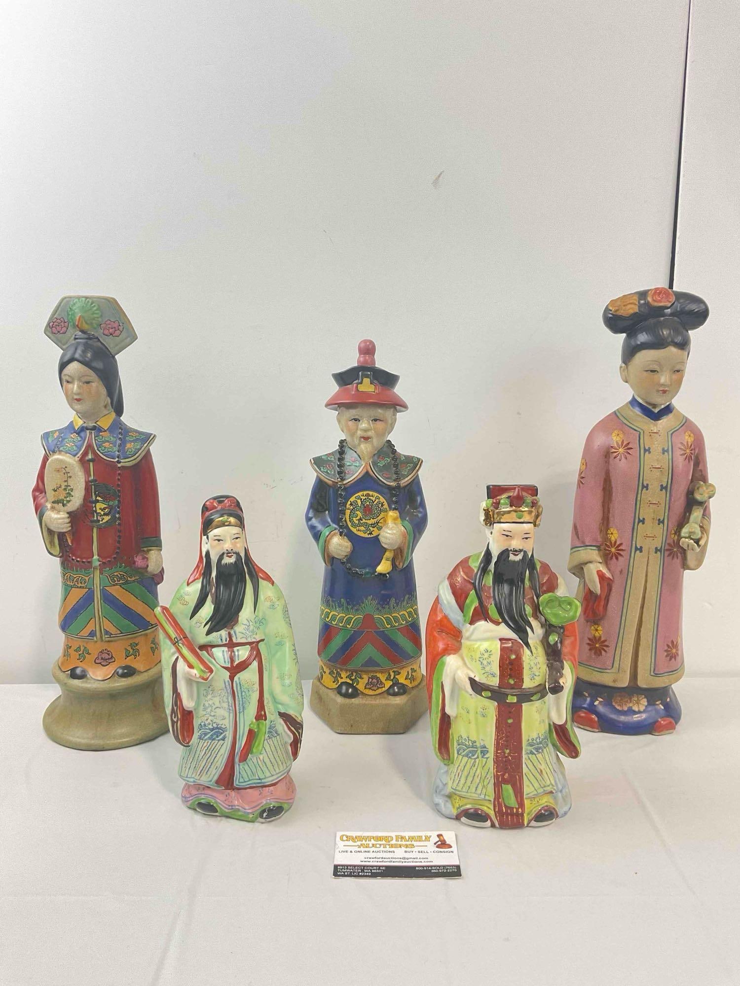 5 pcs Chinese Ceramic Lords & Ladies Statuettes, incl. Emperor Yongzheng. Excellent Condition. (1 of 10)