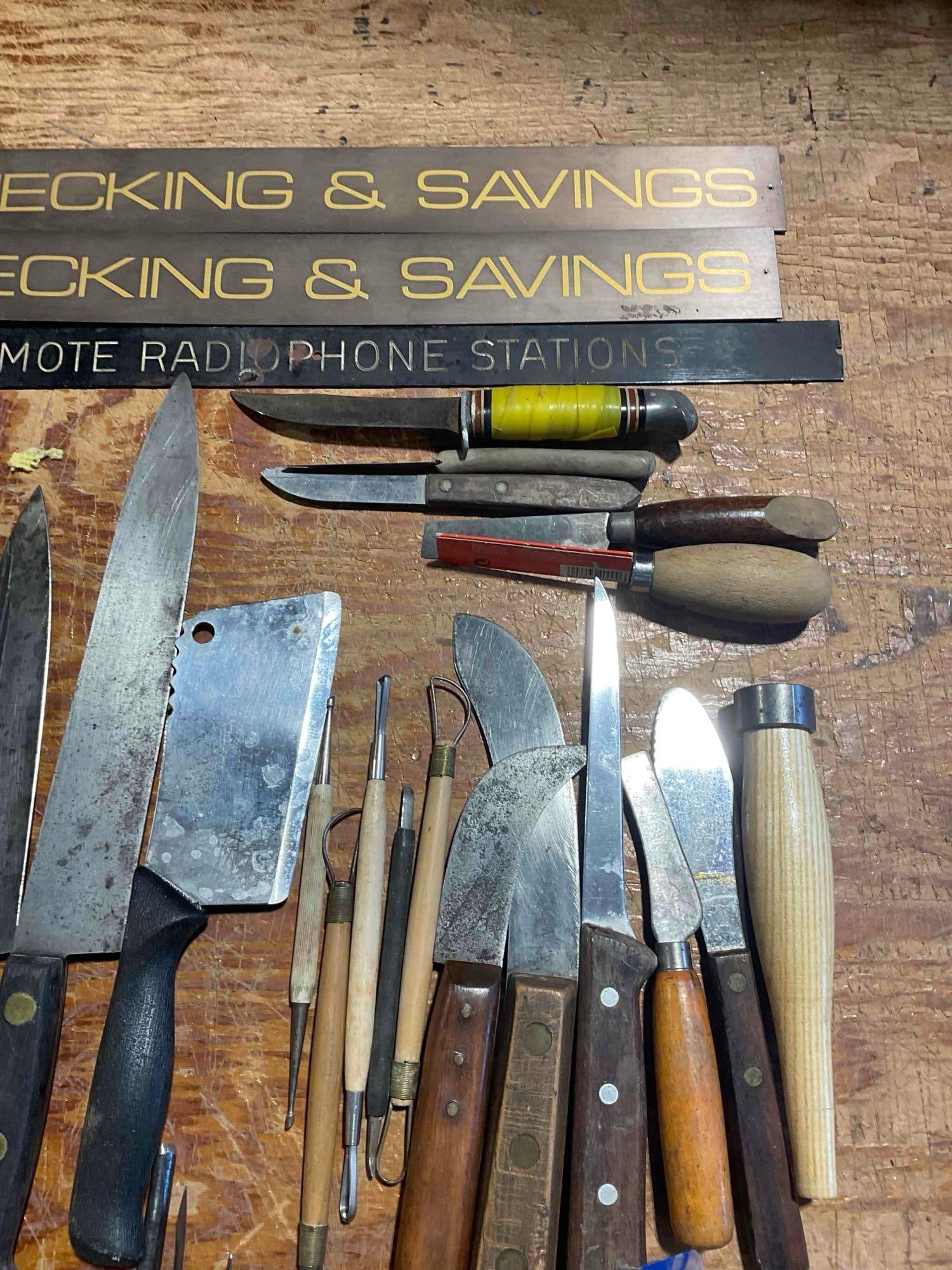 Collection of 30+ Tools including Knives and Blades for Carving, Sculpting, Gardening, - 5