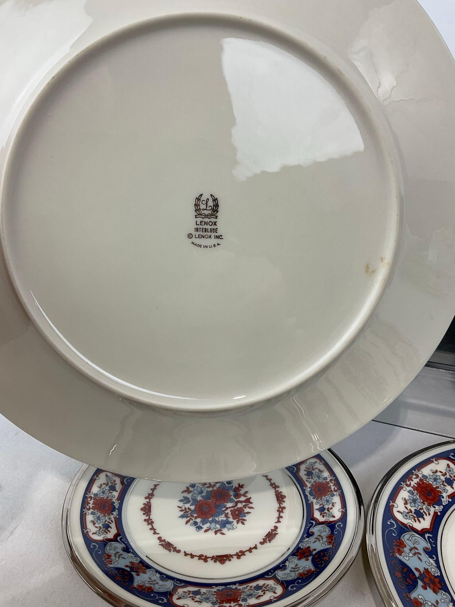 Lenox Interlude Pattern, Service for 1, Blue/Red Pattern, Cup, Saucer, Bread, Lunch & Dinner Plates - 3