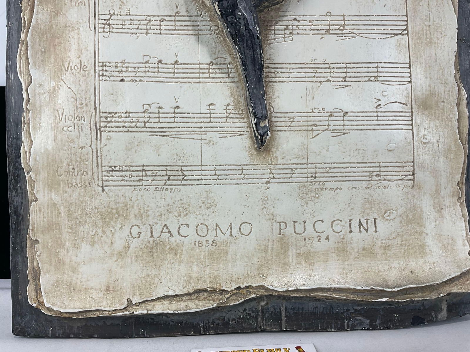 Large Plaster/Composite La Boheme Giacomo Puccini Plaque, Composers Bust on Music Page, 25x16 inc... - 3