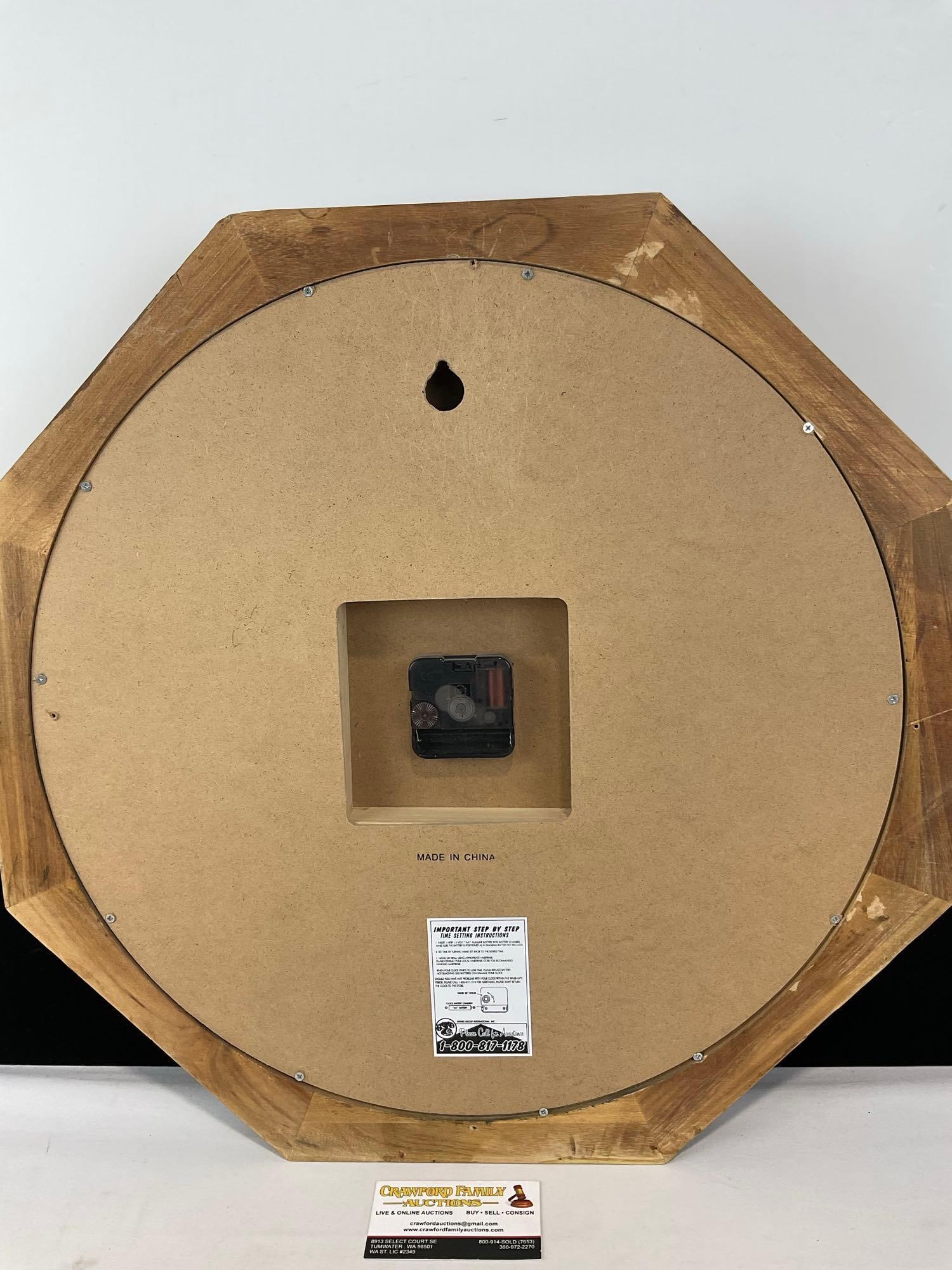 Vintage Sterling & Noble mfg no 9 Wall Clock, Octagonal Frame, 4h x 21w x 21d inches - 3