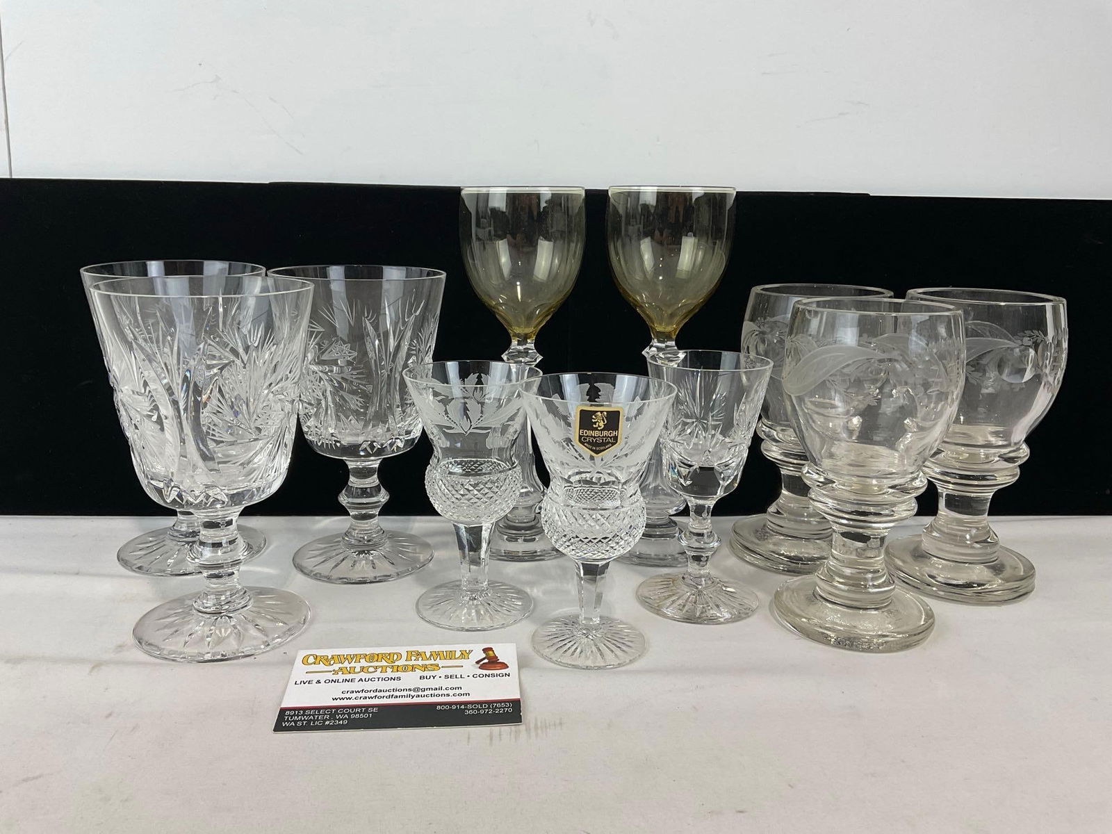 11 pieces of Crystal, Edinburgh Cordial Glasses, Kusak Cut Glass Berlin Pattern & Libbey Goblets (1 of 4)