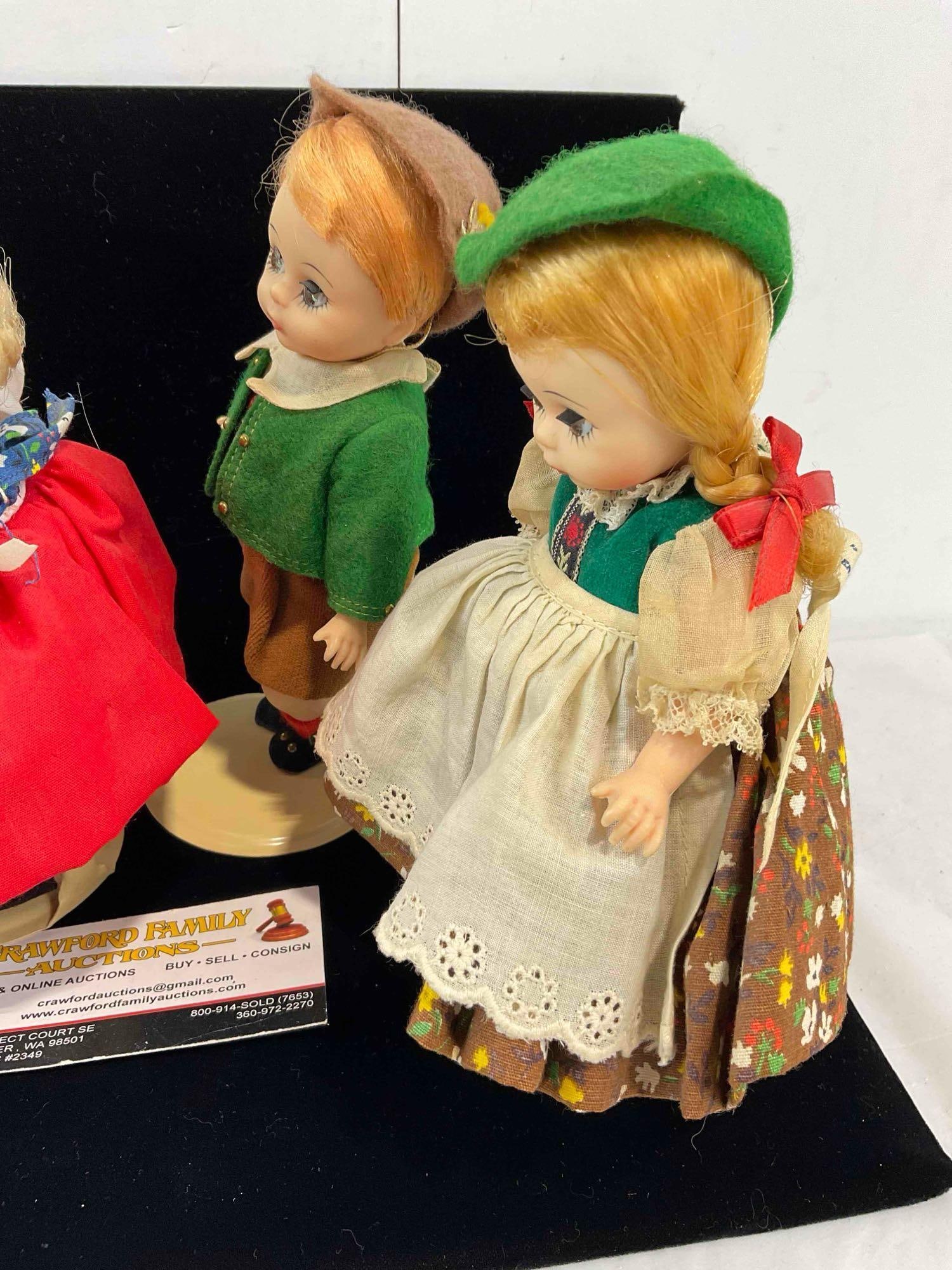 4 pcs Vintage Madame Alexander Porcelain Dolls w/ Stands, incl. Hansel & Gretel, & 2x Tyrolean. - 5