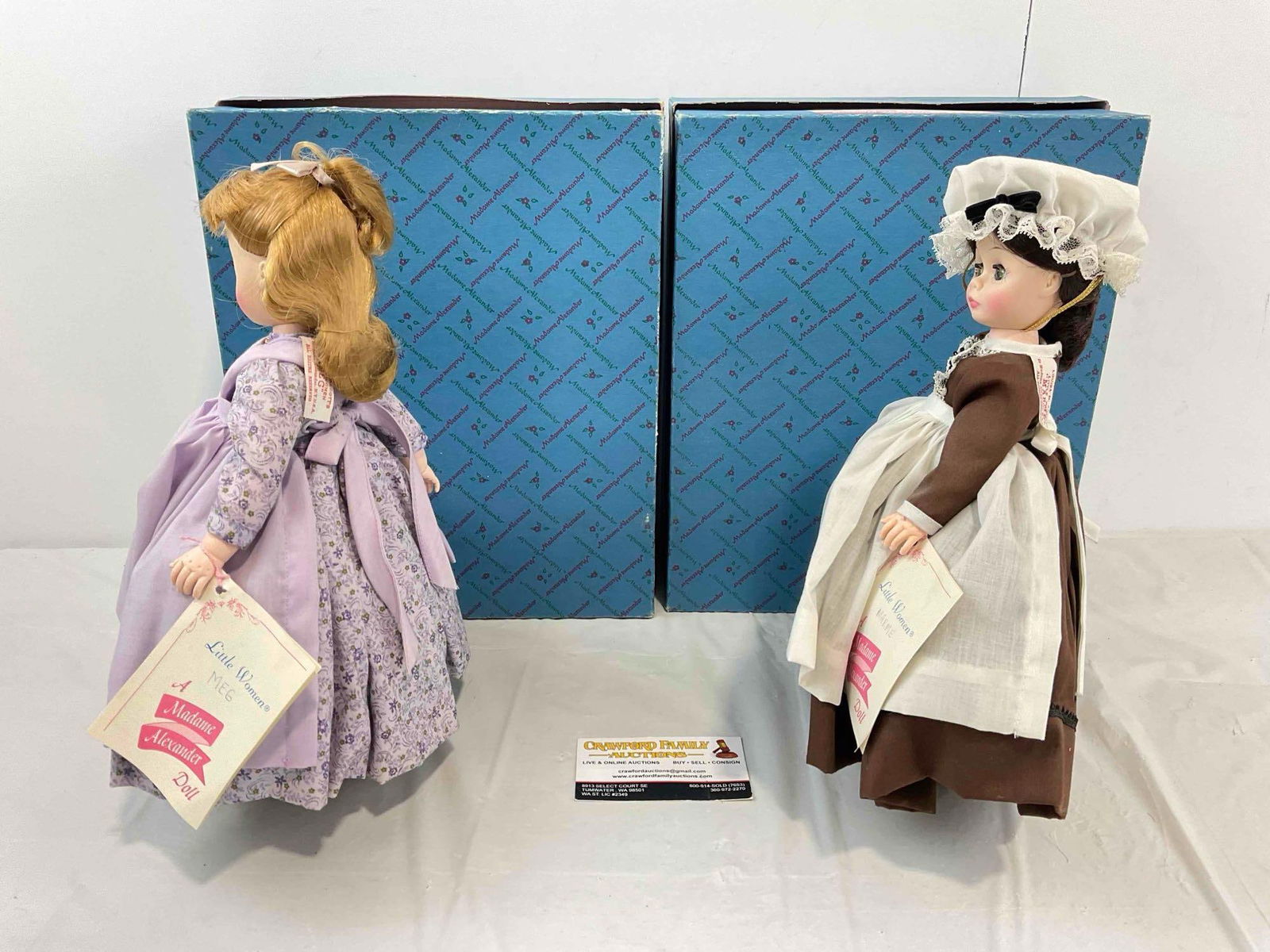 2 pcs Vintage Madame Alexander Porcelain Dolls w/ Original Boxes, incl. Meg 1323 & Marme 1324. - 4