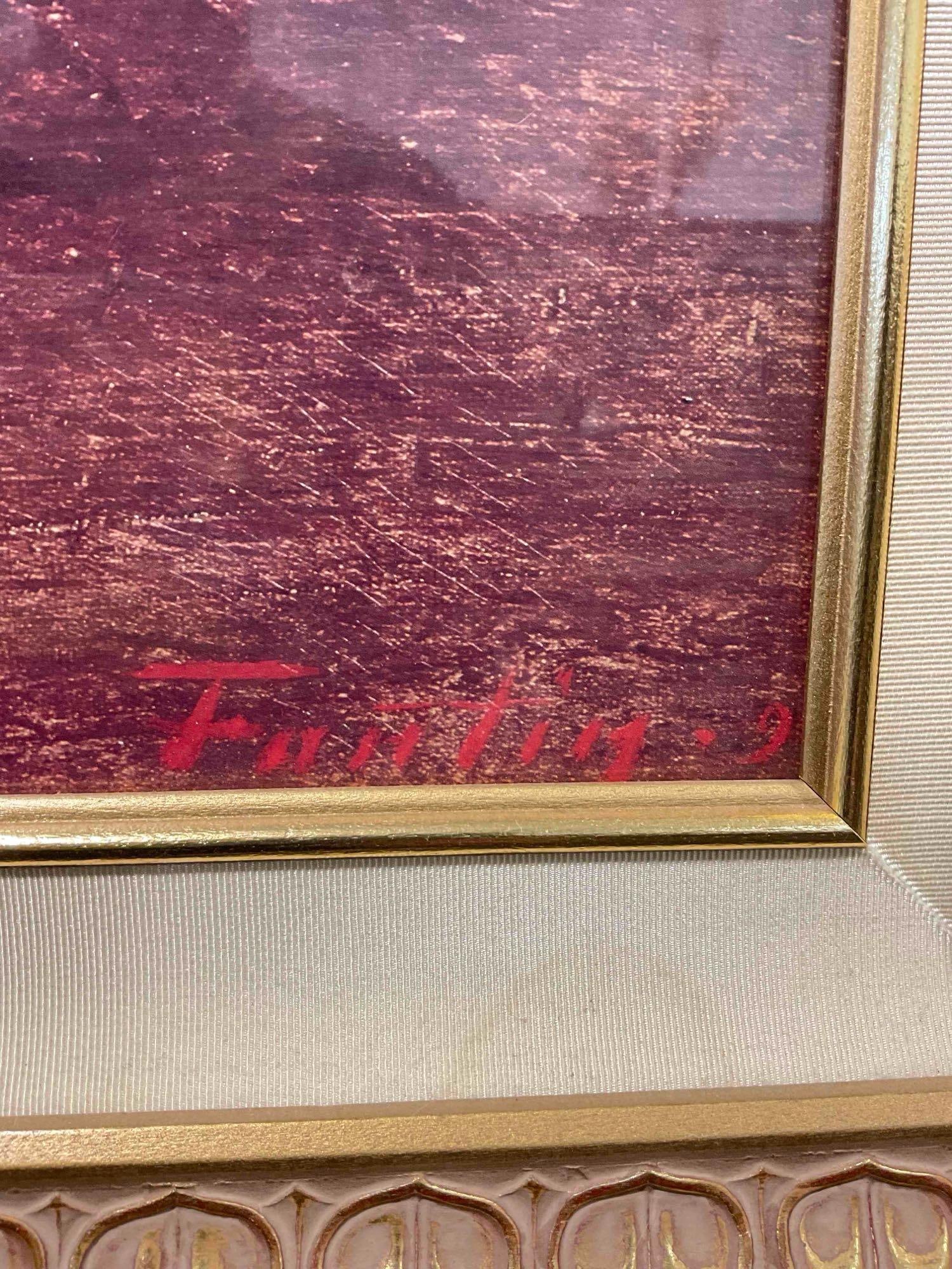 Framed Print of "Roses in a Stemmed Glass" by Henri Fantin-Latour. Very Good Condition. - 5