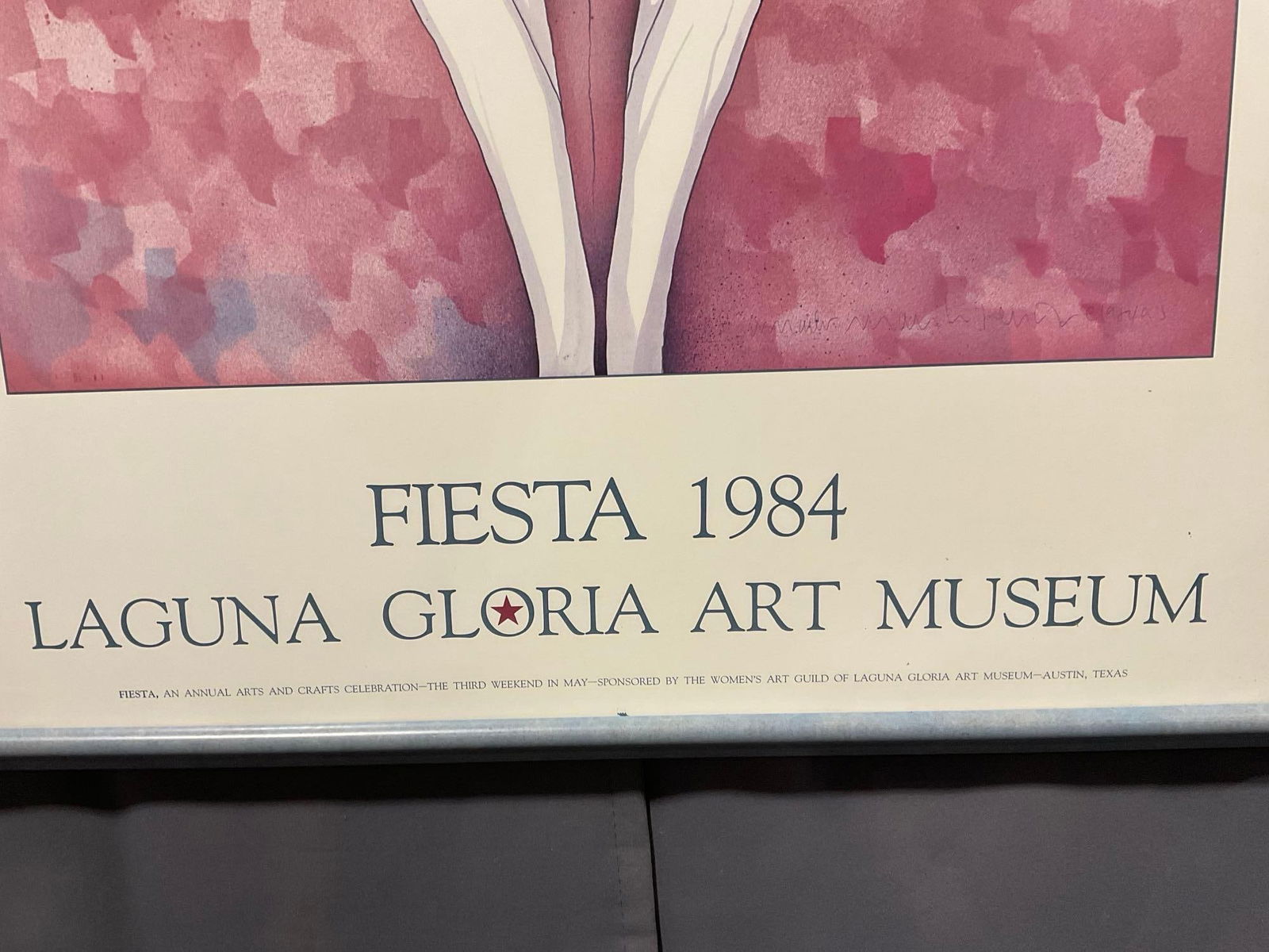 Framed Poster, Fiesta 1984 Laguna Gloria Art Museum, approx 33h x 25w x 3d inches, Austin Texas - 5