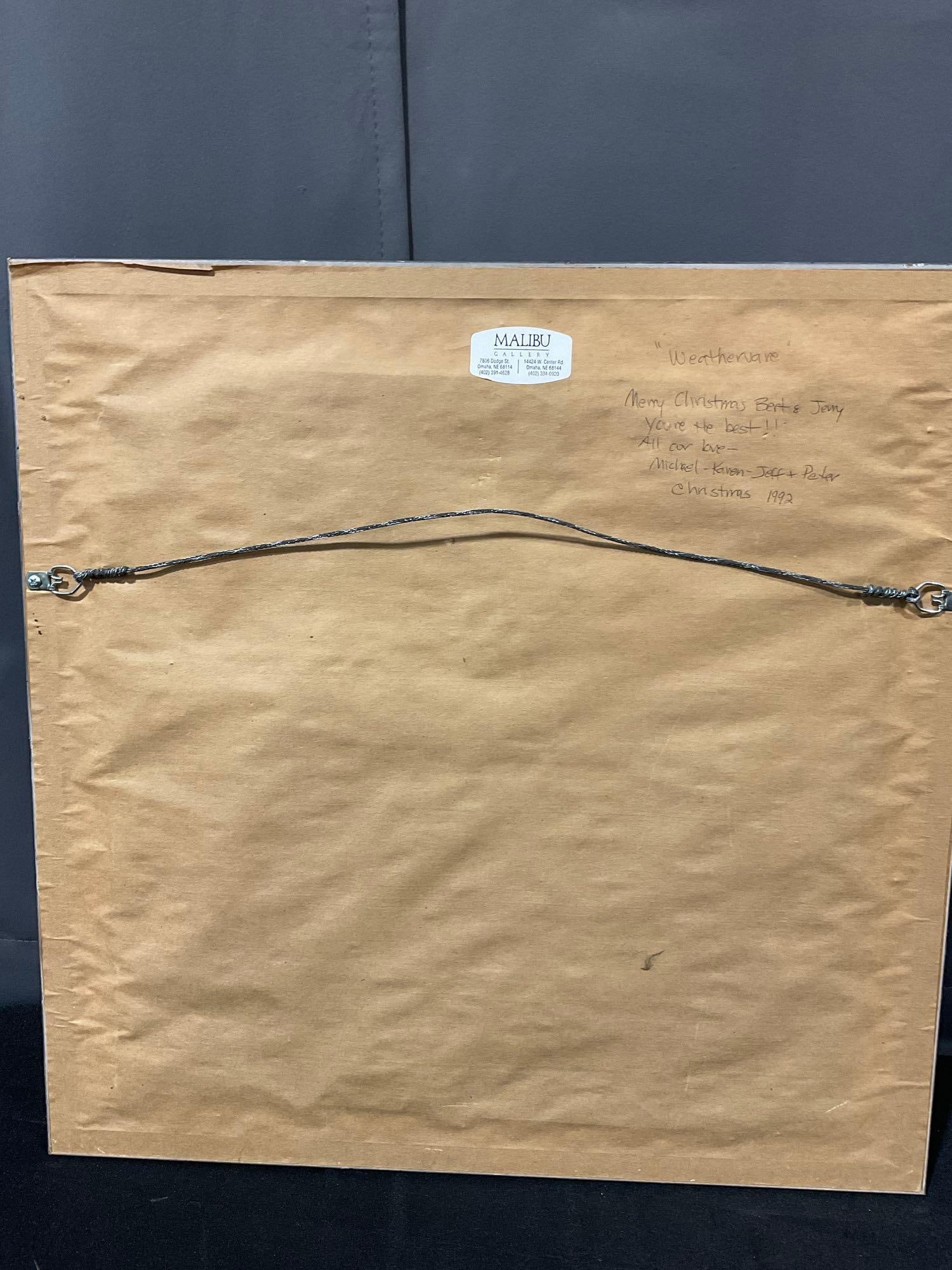 Framed Quilt Section, titled Weathervane, approx 20h x 20w x 3d inches - 4