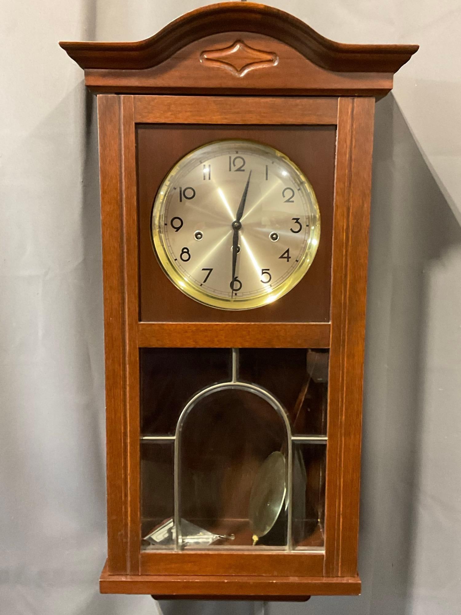 Vintage Westminster Time Strike Chime Wall Clock Pendulum, 30h x 16w x 9d inches (1 of 6)