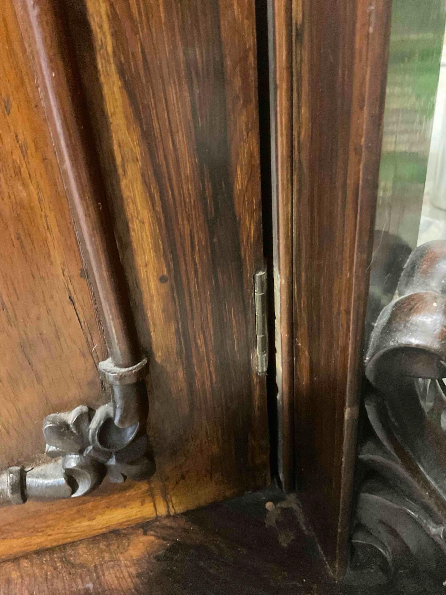 Antique Mahogany? Sideboard Credenza w/ Grey Marble Top, 2 Drawers & Cupboard. See pics. - 5