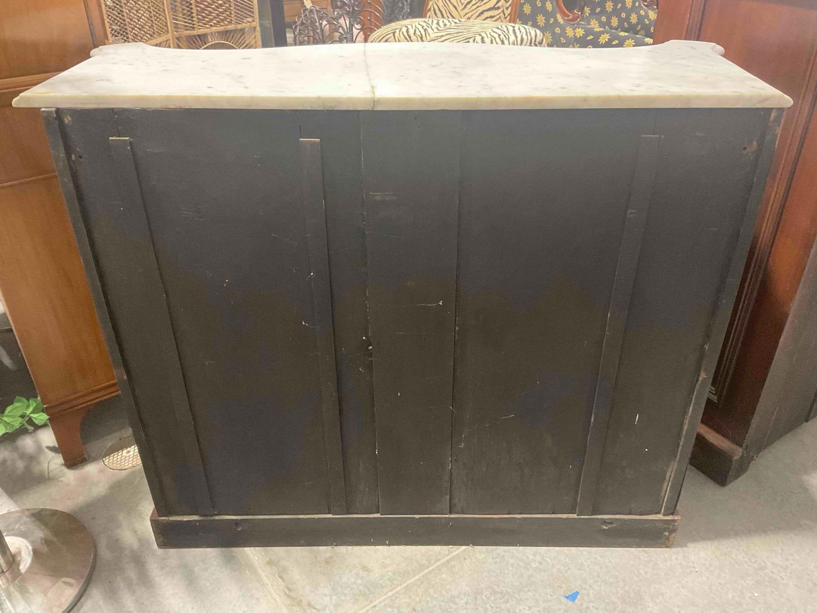 Antique Mahogany? Sideboard Credenza w/ Grey Marble Top, 2 Drawers & Cupboard. See pics. - 6