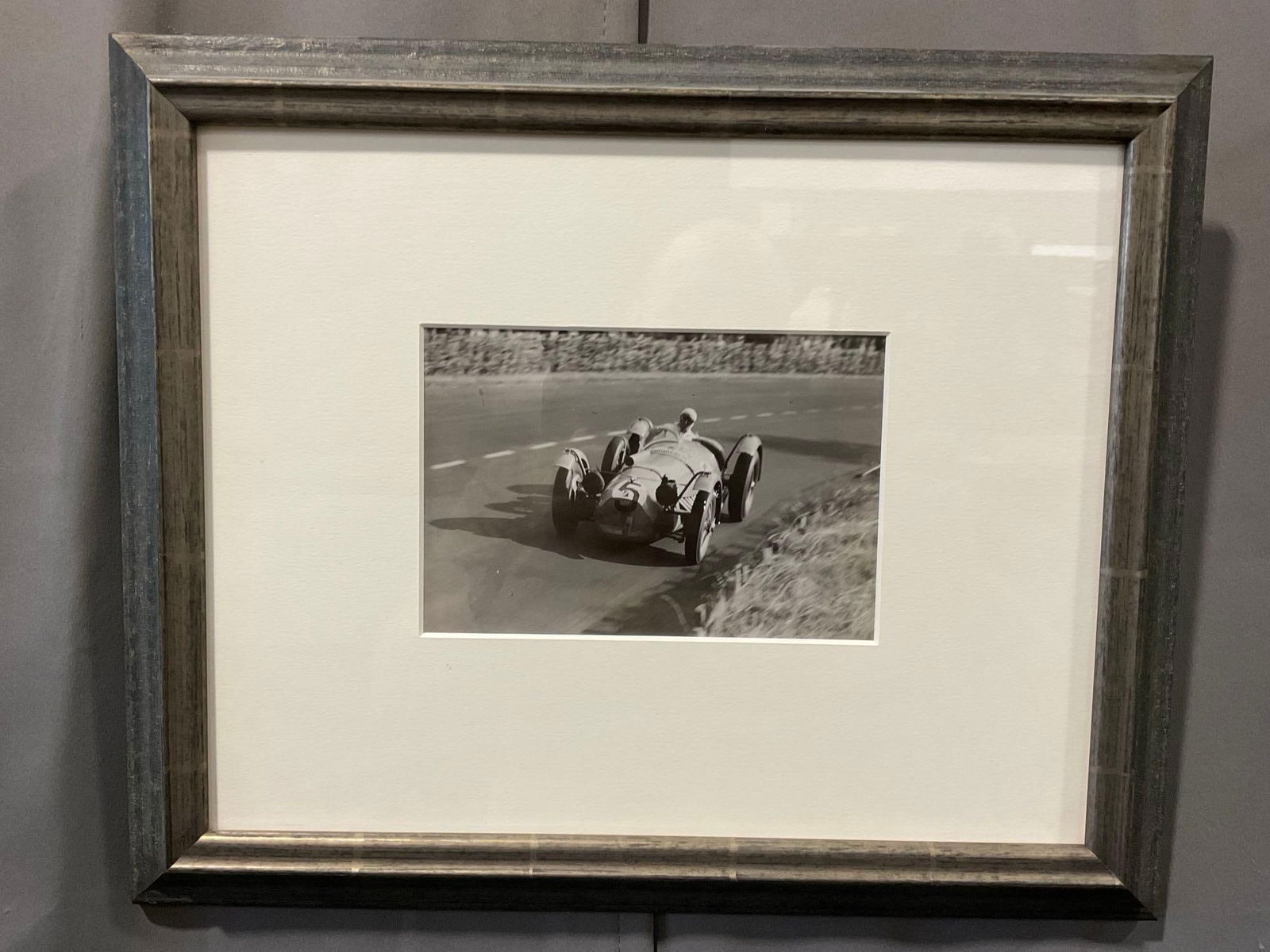 Framed Racing Photo, Louis Rosier Talbot Lago T2665 Le Mans Winner 1950, 14h x 17w x 3d inches: Appears to be in good shape. The piece measures approx 14h x 17w x 3d inches. See pics. E-5420 