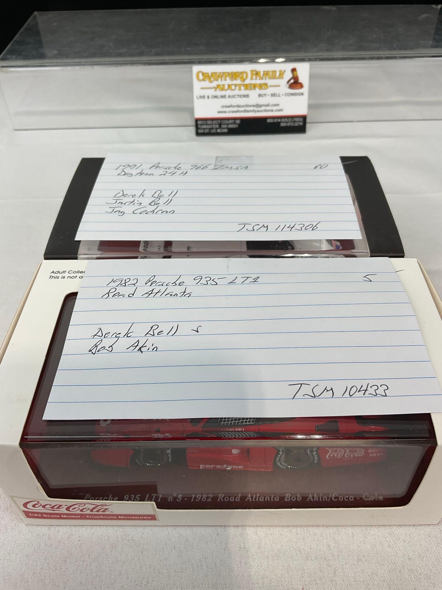 2 TrueScale Minis 1/43 Scale Diecast Car Models, 1 signed by Derek Bell, Porsche 935 & 1991 966 #60 - 11