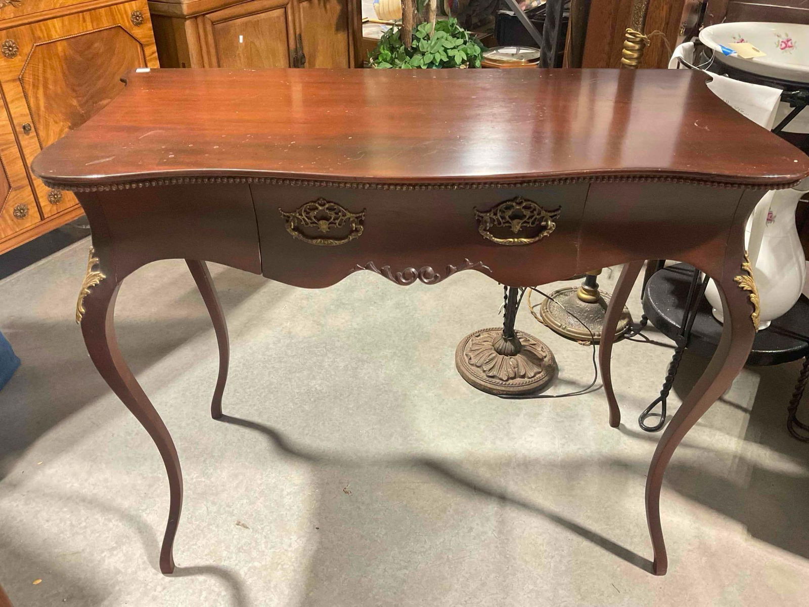 Antique ? French Louis XV Style Cherry Writing desk w/ Drawer. Very Good Condition. See pics. (1 of 7)