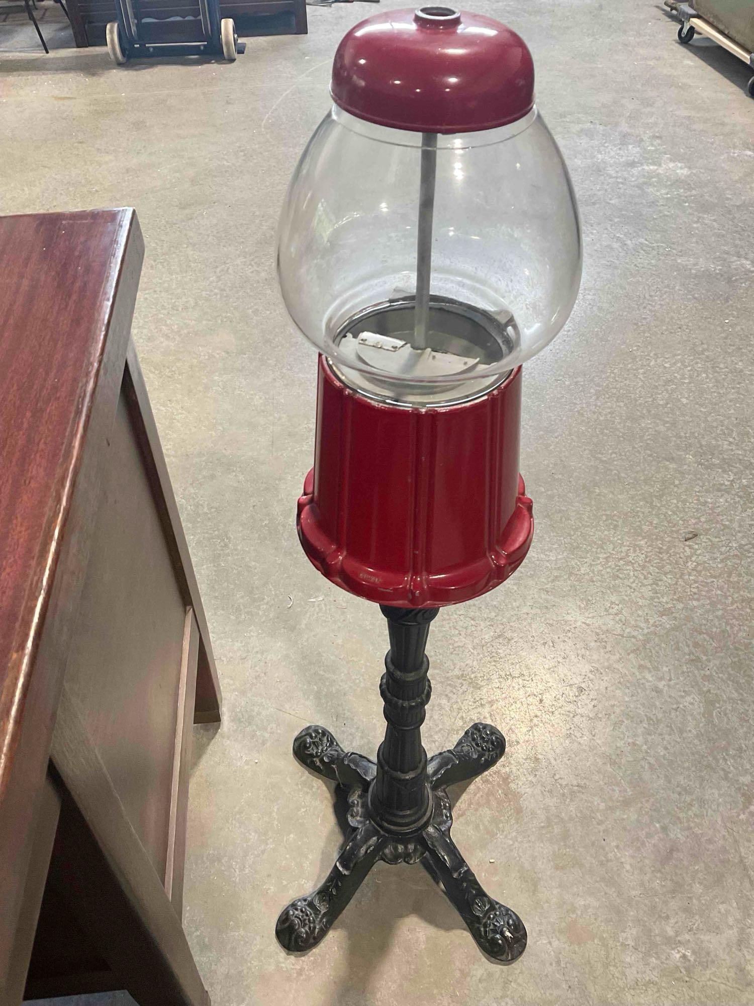 Vintage Metal & Glass Carousel Style Gum Ball Candy Dispenser Machine. As Is Condition. - 4