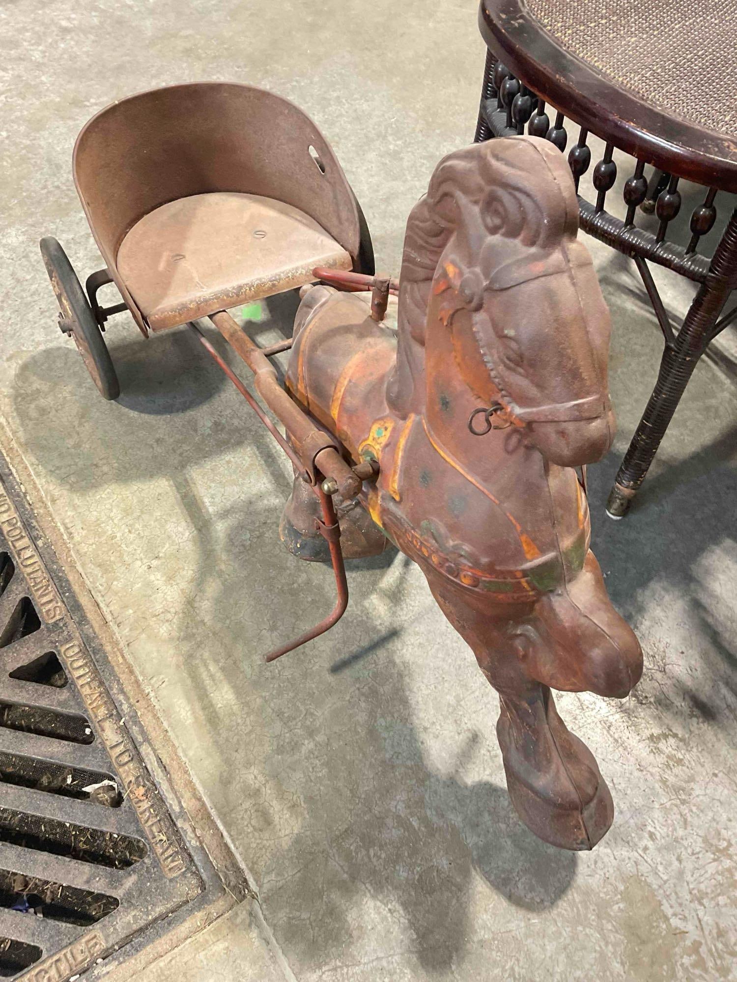 Darling Vintage Pressed Steel Mobo Pony Express Pedal Children's Toy. Good Condition. See pics. - 2