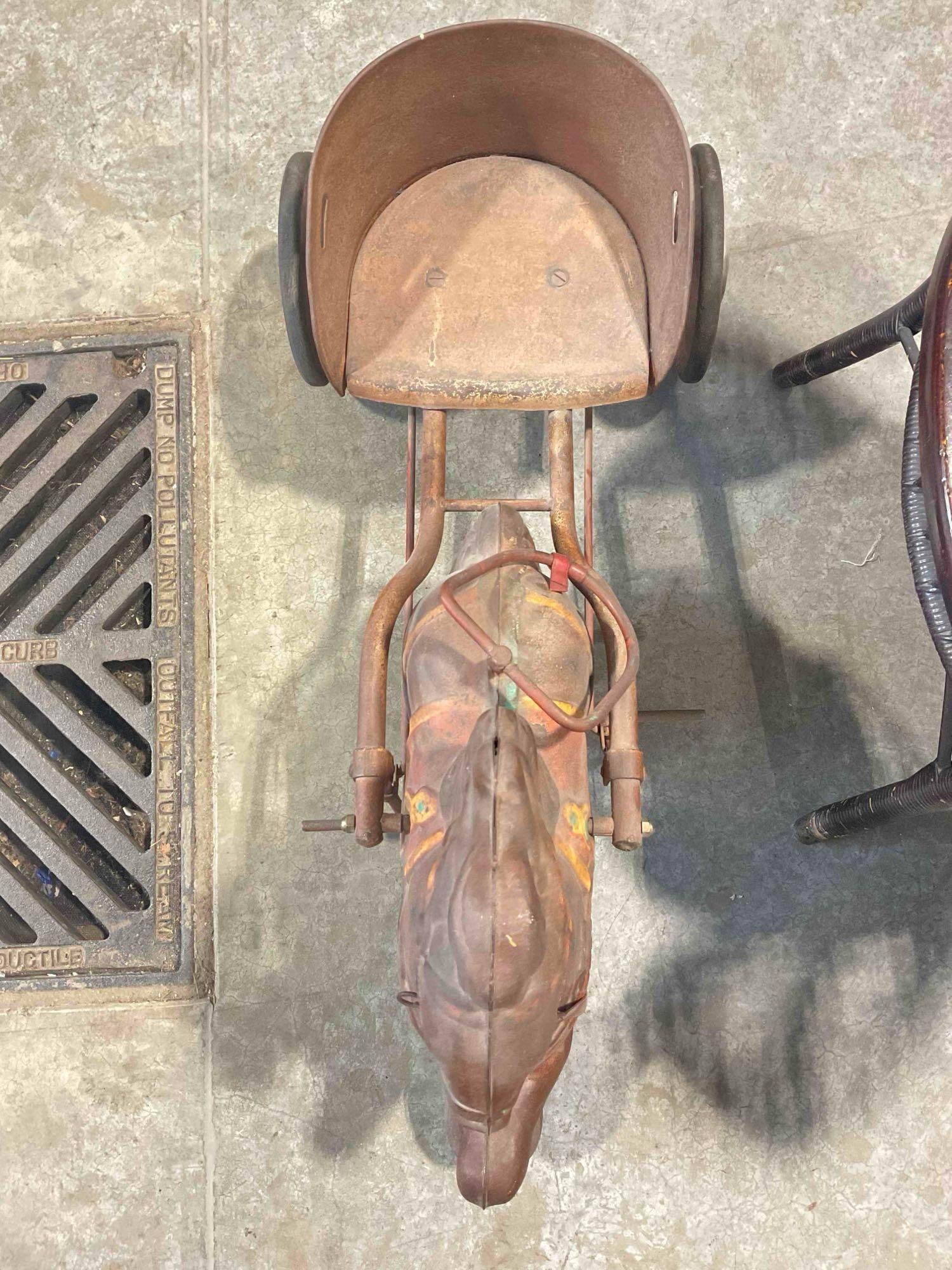 Darling Vintage Pressed Steel Mobo Pony Express Pedal Children's Toy. Good Condition. See pics. - 3