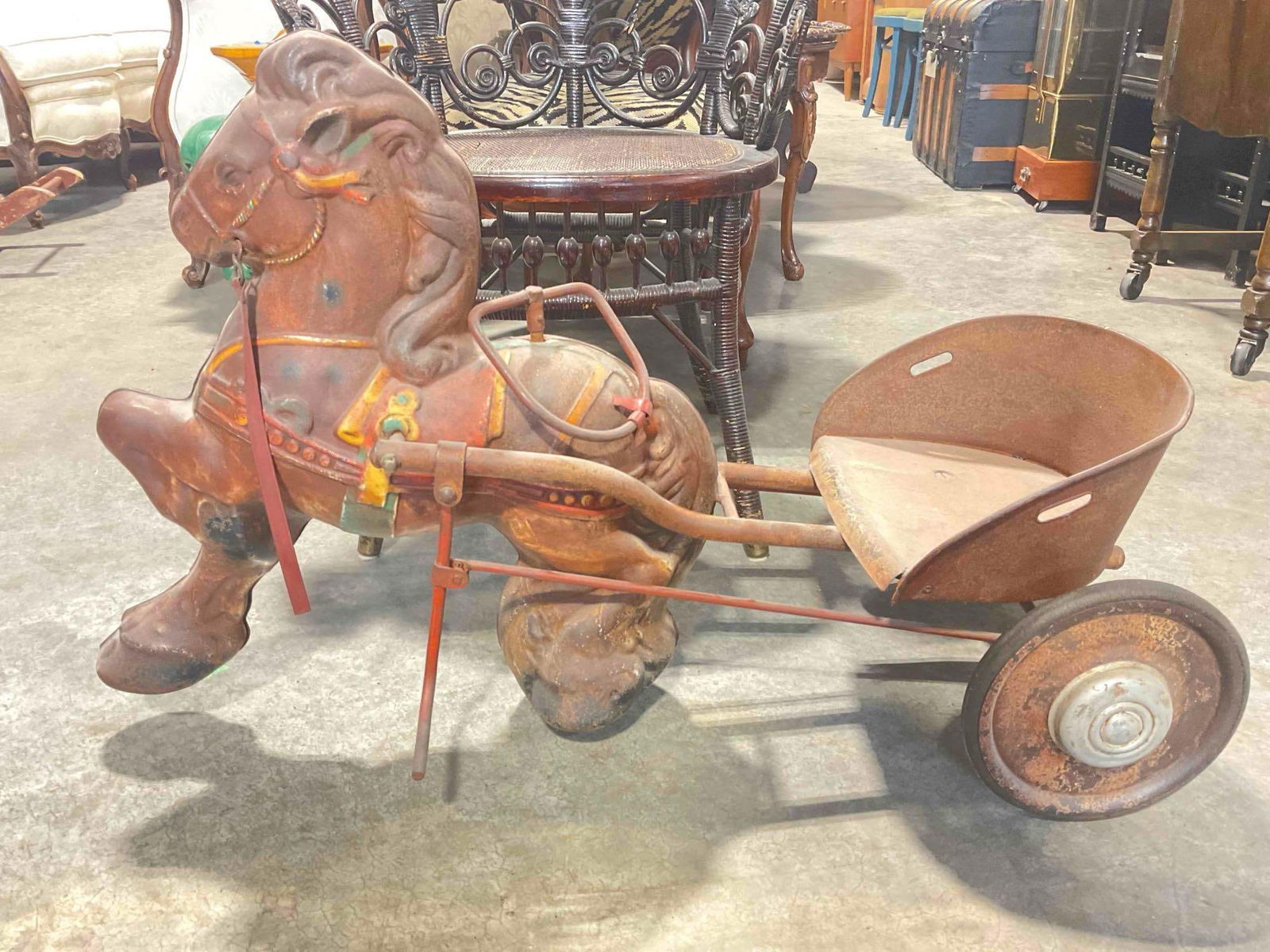 Darling Vintage Pressed Steel Mobo Pony Express Pedal Children's Toy. Good Condition. See pics. - 4