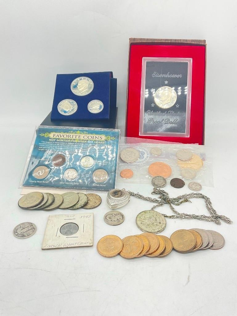 Collection of Mostly US coins most are Silver Half's , Quatres, dimes, proof's Plus see description (1 of 10)