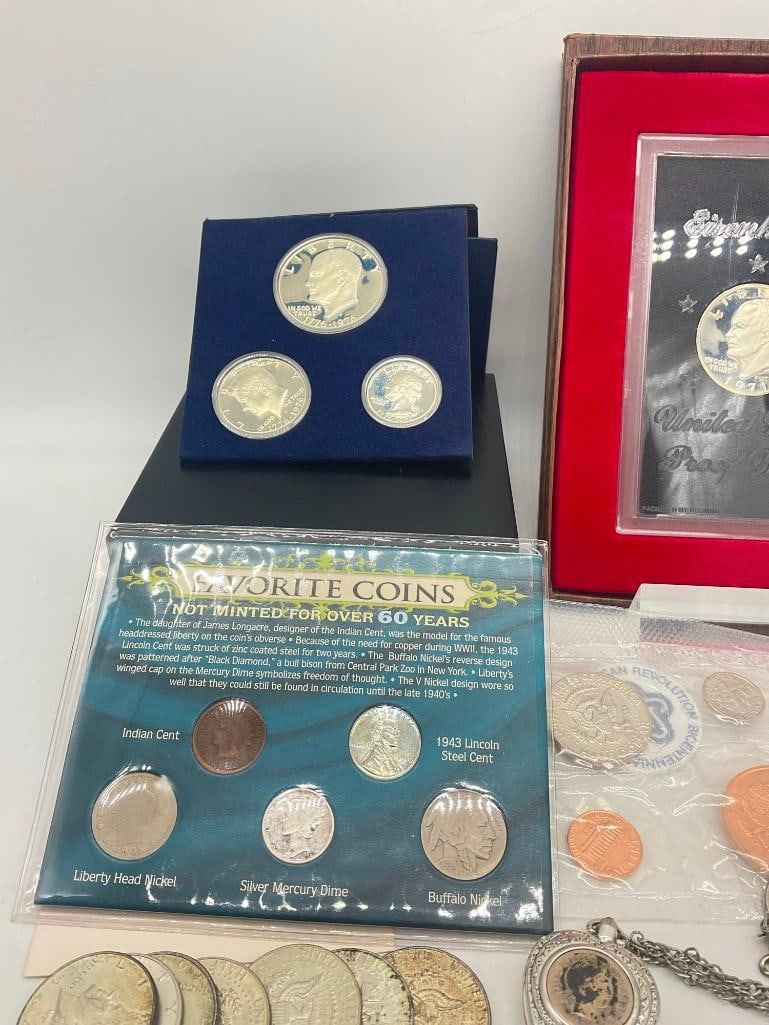 Collection of Mostly US coins most are Silver Half's , Quatres, dimes, proof's Plus see description - 4