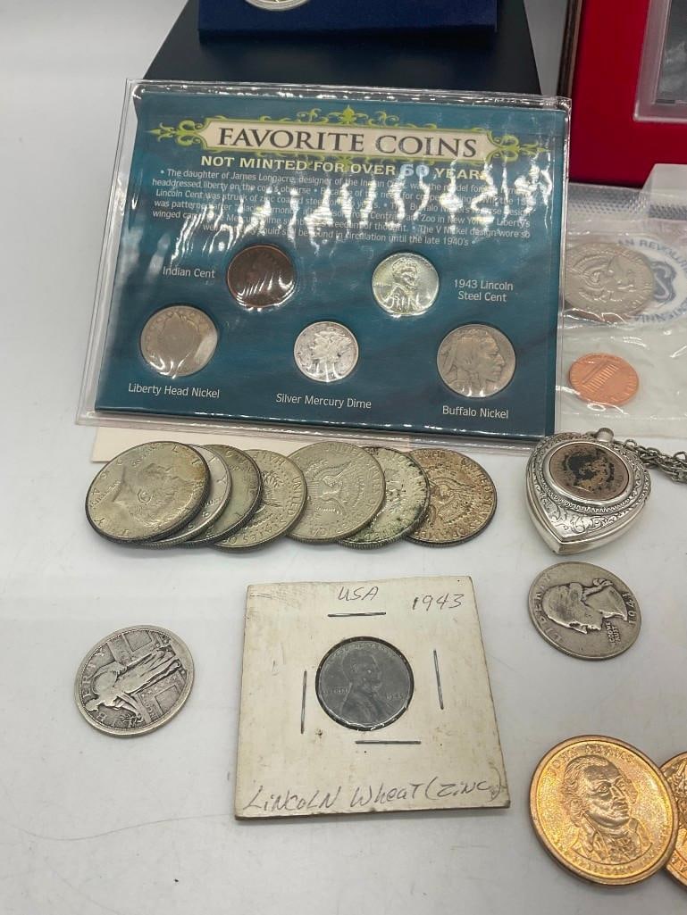 Collection of Mostly US coins most are Silver Half's , Quatres, dimes, proof's Plus see description - 7