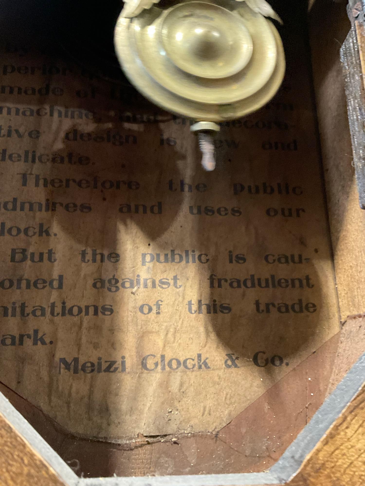 Antique Meizi Clock & Co Regulator Time Strike Clock, Octagonal, 22h x13w x 6d inches - 4