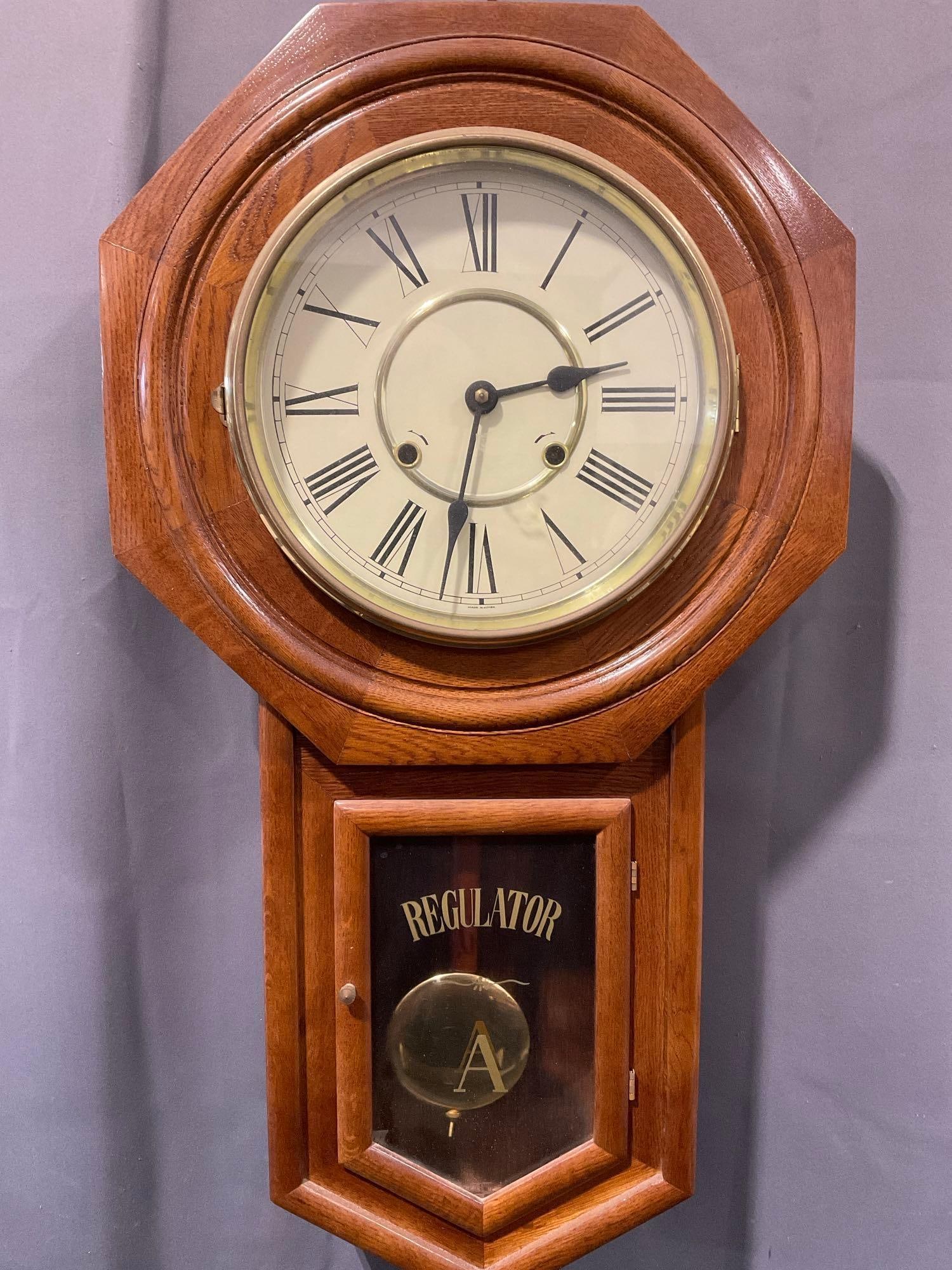 Antique Ansonia Regulator A Schoolhouse Clock, Time Strike, 30h x 17w x 7d inches (1 of 3)