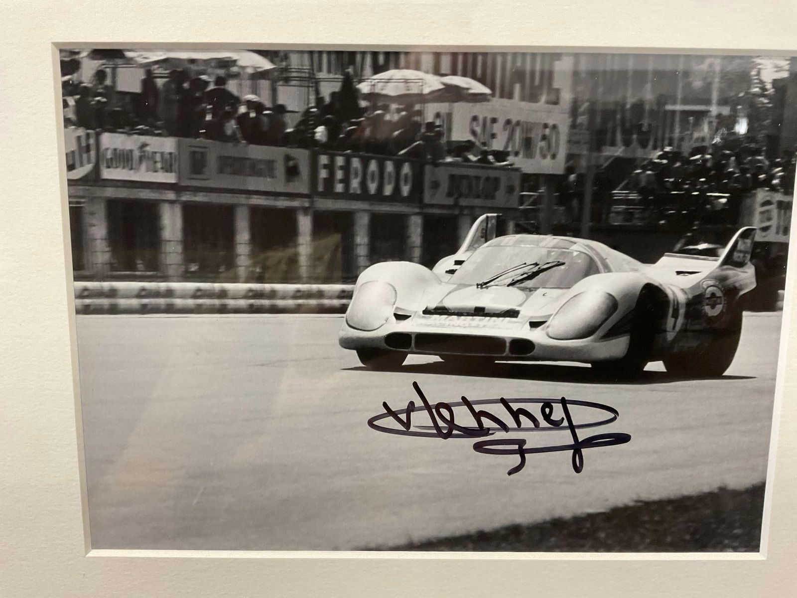 Framed Signed Racing Photo by Geoff Goddard, Porsche 917K Marko/Van Lennep at Monza 1971, 14x17 i... - 2