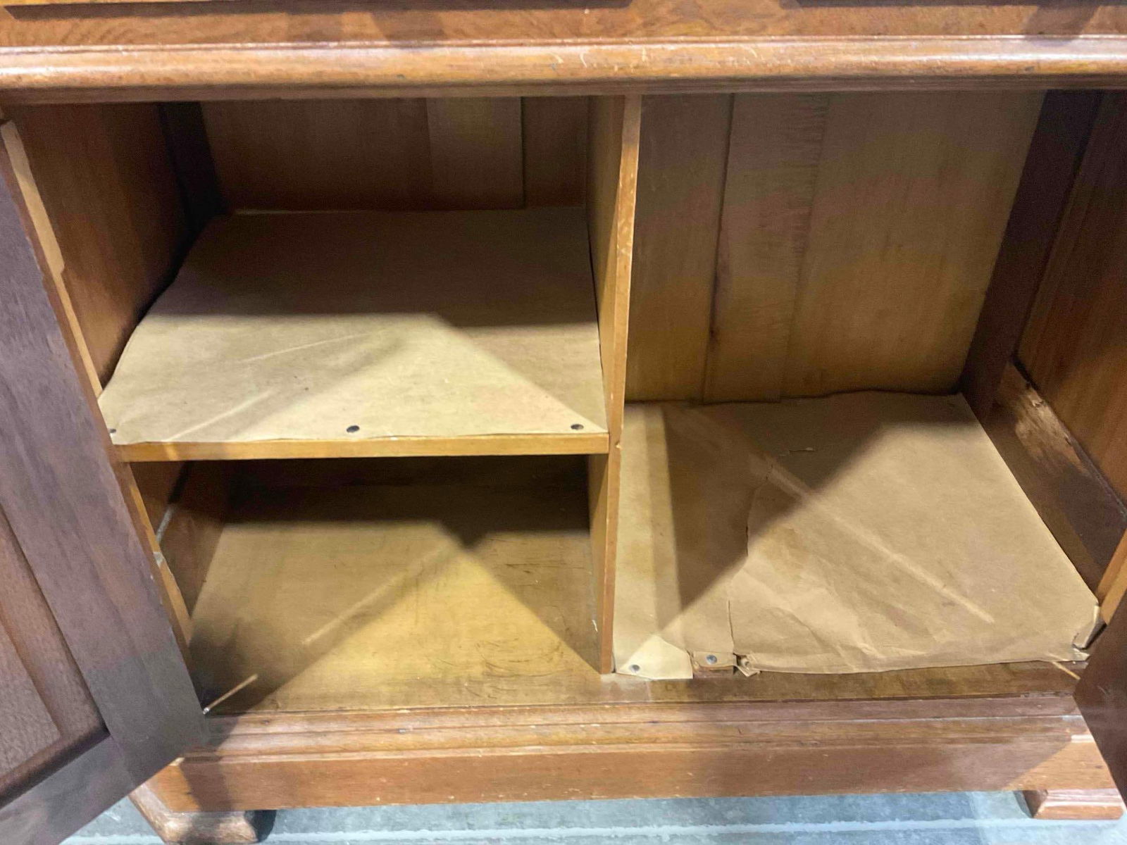 Antique Lovely Maple? Wood Bathroom Commode w/ Grey Marble Top & Burl Wood Panels. - 8