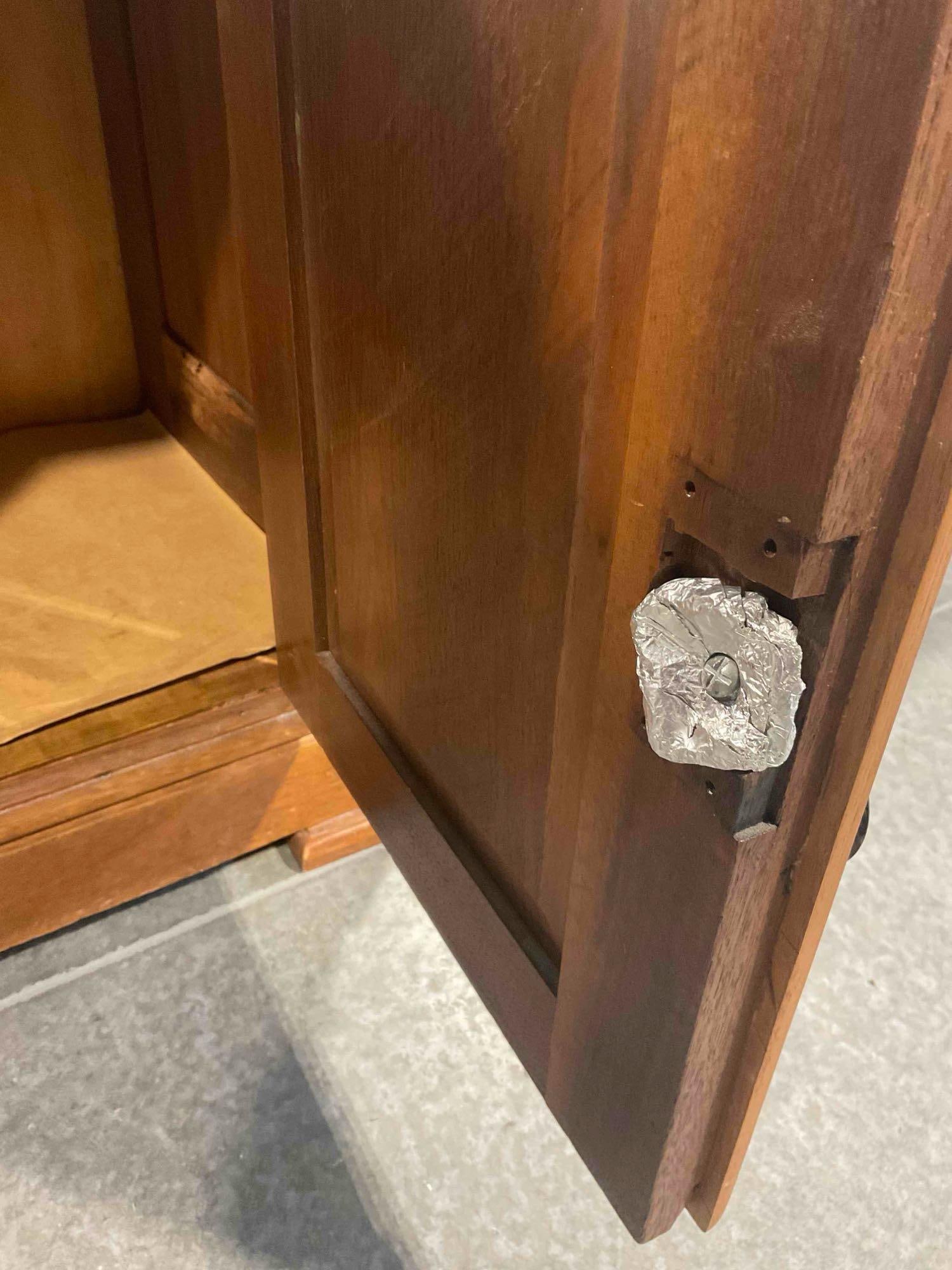 Antique Lovely Maple? Wood Bathroom Commode w/ Grey Marble Top & Burl Wood Panels. - 9