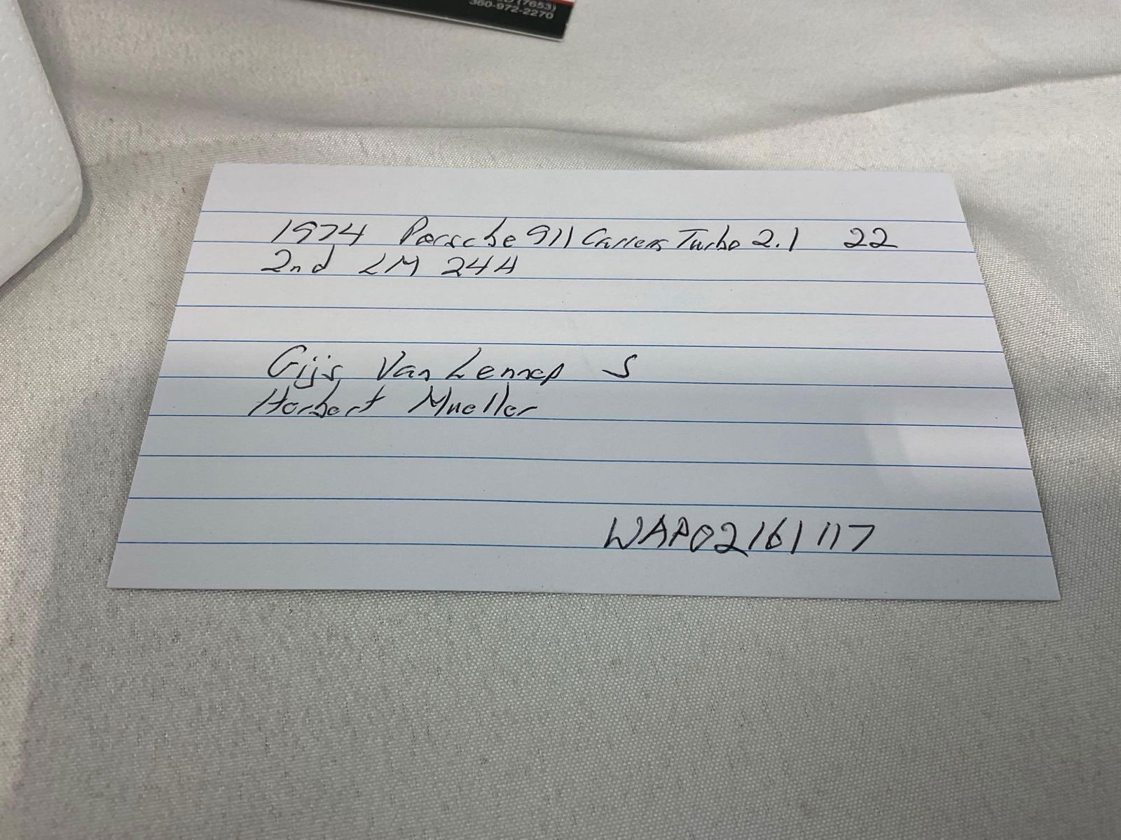 Porsche 1974 Porsche 911 Carrera Le Mans 24H Signed by Gijs Van Lennep 1/18 Scale Diecast Car Model - 7