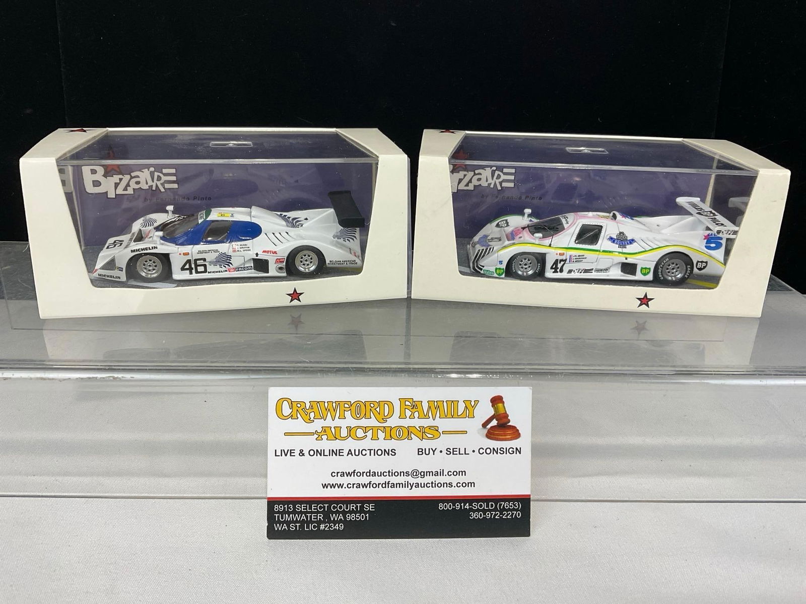 Pair of Bizarre 1/43 Scale Diecast Car Models, 1985 & 1986 Rondeau M482 Le Mans 24H: All comes from the same collection. Appears to be in good shape. The piece measures approx 6h x 7w x 4d inches. See pics. E-5420
