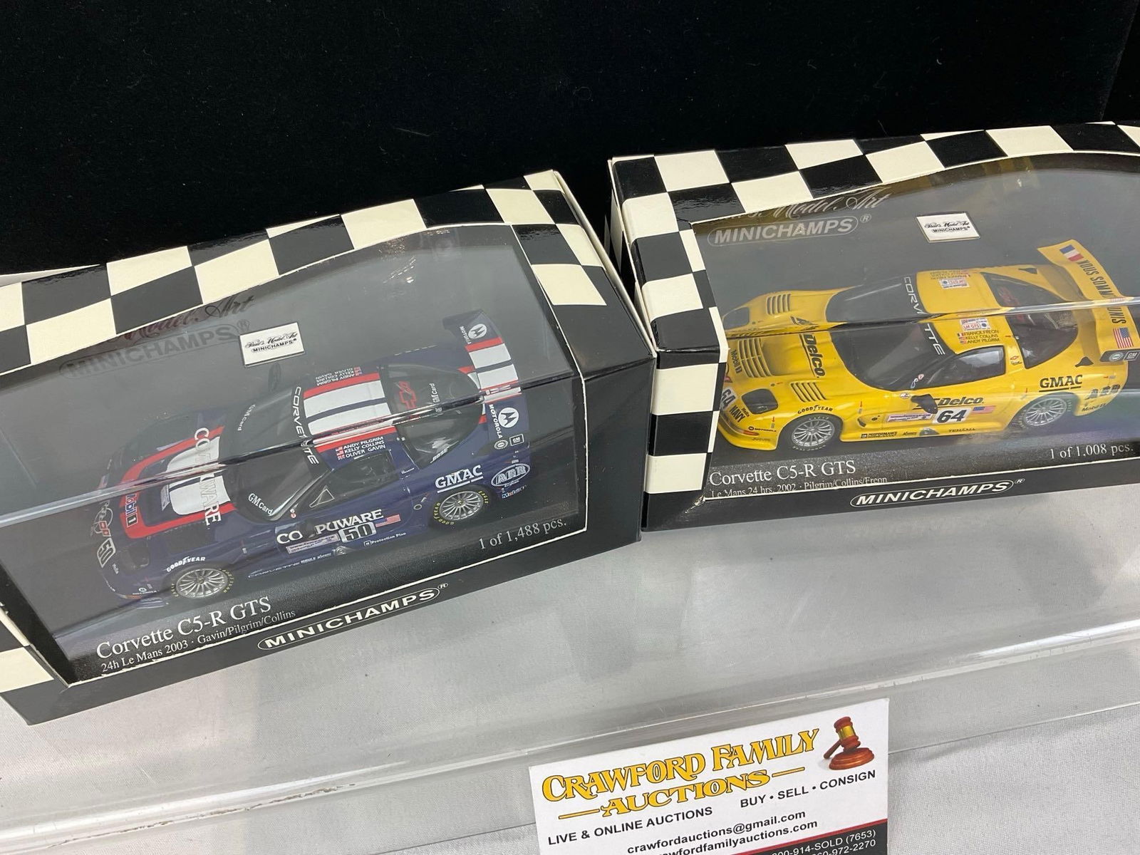 Pair of Minichamps 2002-3 Corvette C5-R 1/43 Scale Diecast Car Models, Andy Pilgrim - 2
