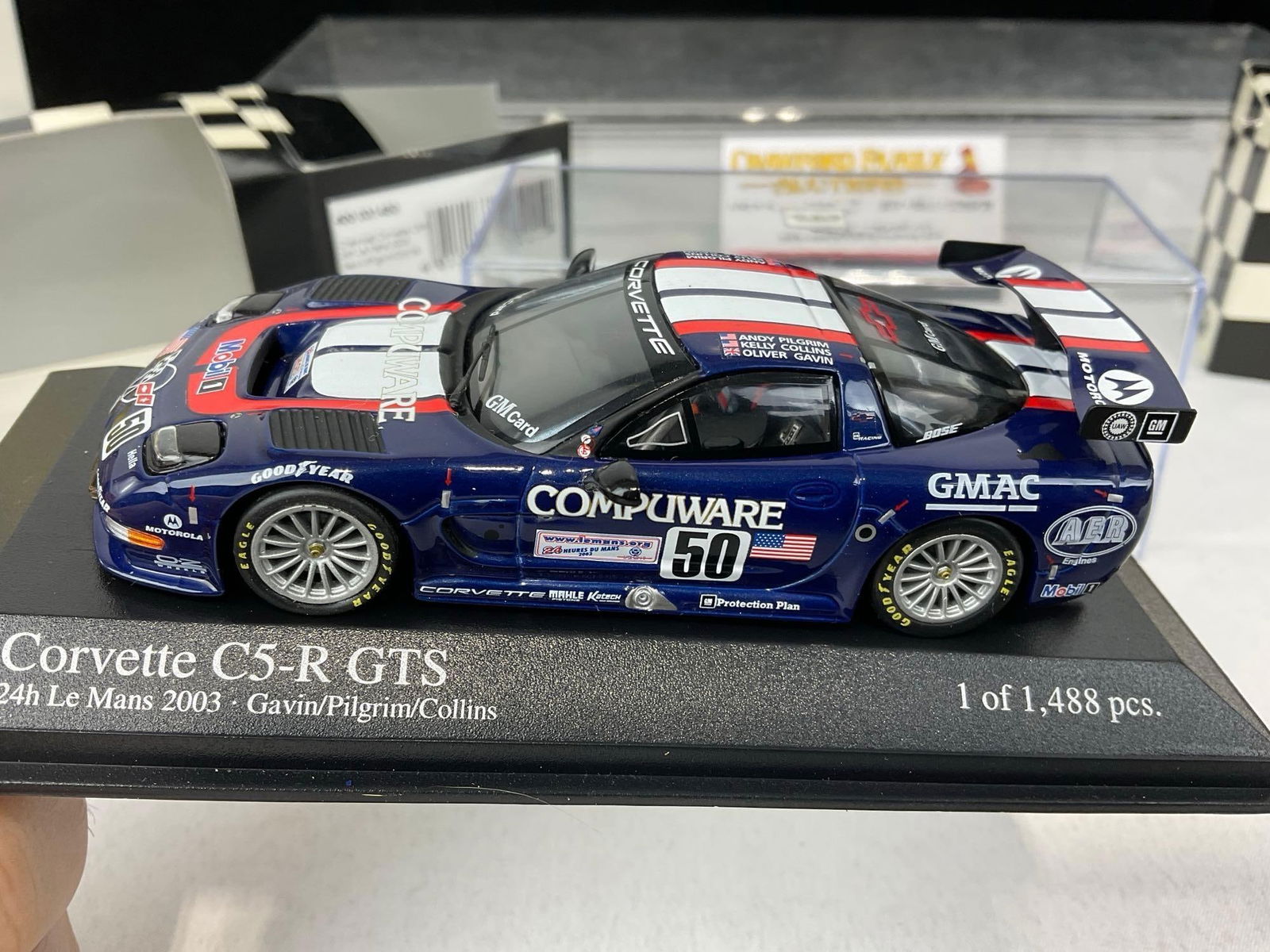 Pair of Minichamps 2002-3 Corvette C5-R 1/43 Scale Diecast Car Models, Andy Pilgrim - 6