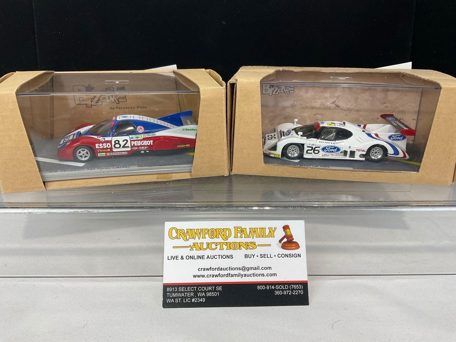 2 Bizarre LM24H 1/43 Scale Diecast Car Models, 1981 WM Peugeot P81 Turbo & 1983 Rondeau M482: All comes from the same collection. Appears to be in good shape. The piece measures approx 6h x 7w x 4d inches. See pics. E-5420 