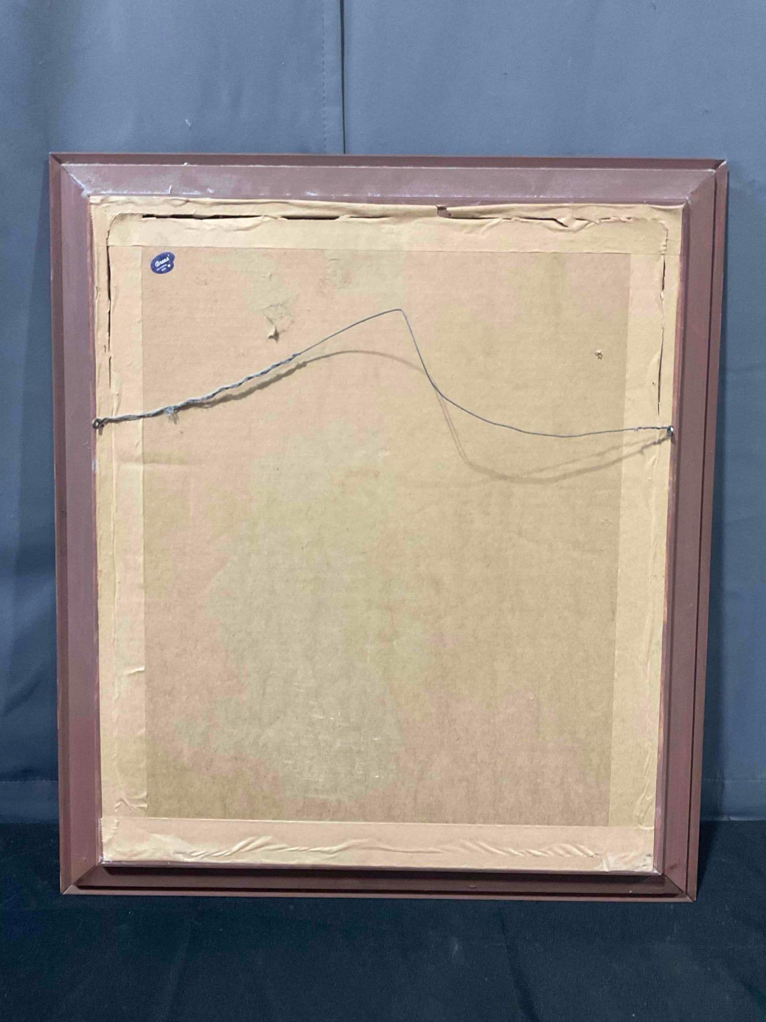 Framed Vintage Original Pencil Drawing of Columned Entry Signed Howard Leigh? See pics. - 6