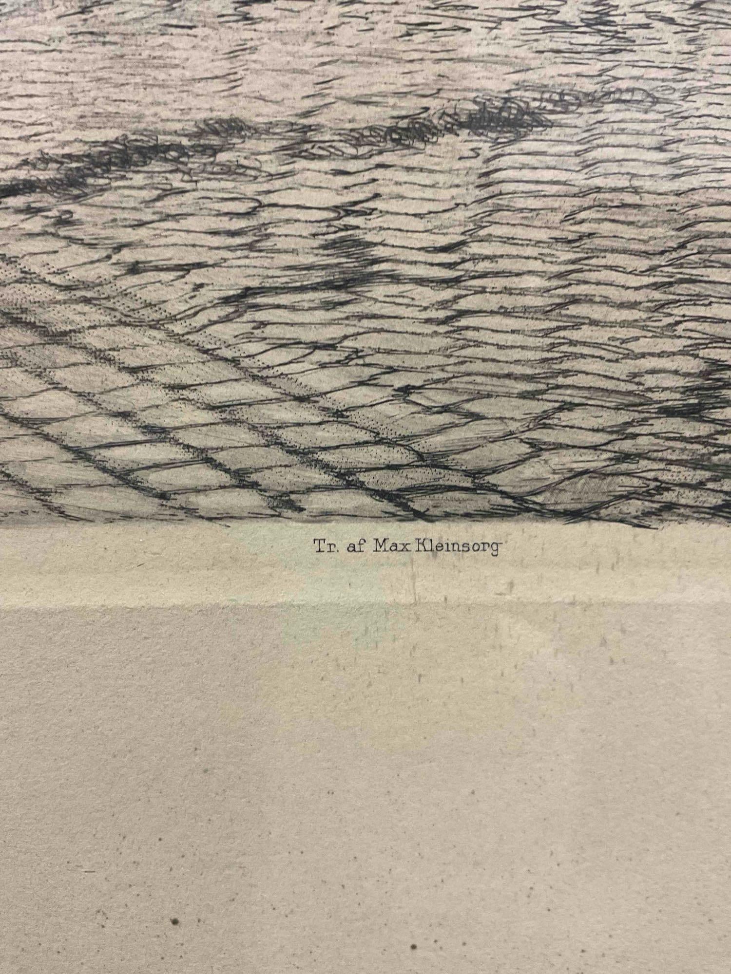 Antique Framed Etching Print "Nyboder" by Danish Artist Emil Krause. Very Good Condition. - 6