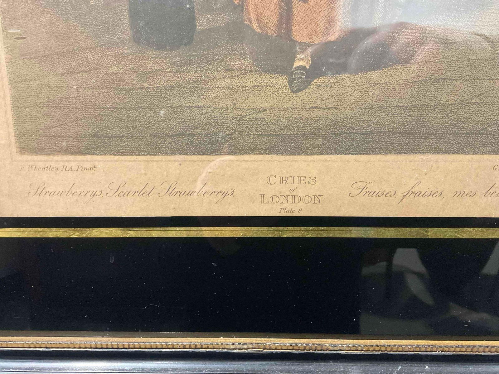 Framed Antique Engraving Print "Strawberries, Sweet Strawberries" from Cries of London. - 4