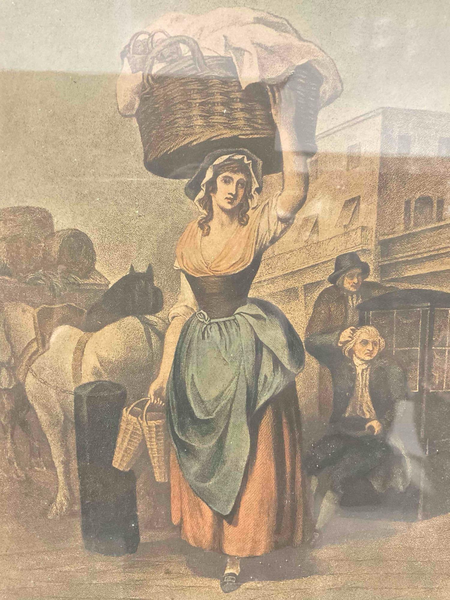 Framed Antique Engraving Print "Strawberries, Sweet Strawberries" from Cries of London. - 5