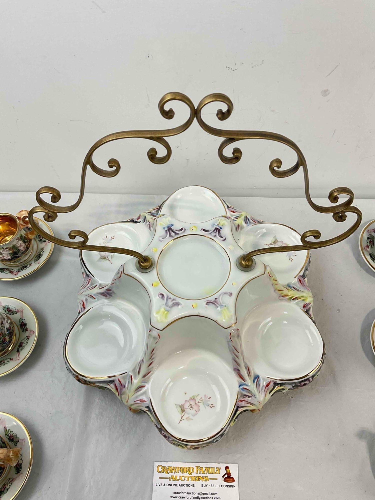 Vintage Italian Capodimonte Porcelain Demitasse Tea Service for 6. Excellent Condition. - 8